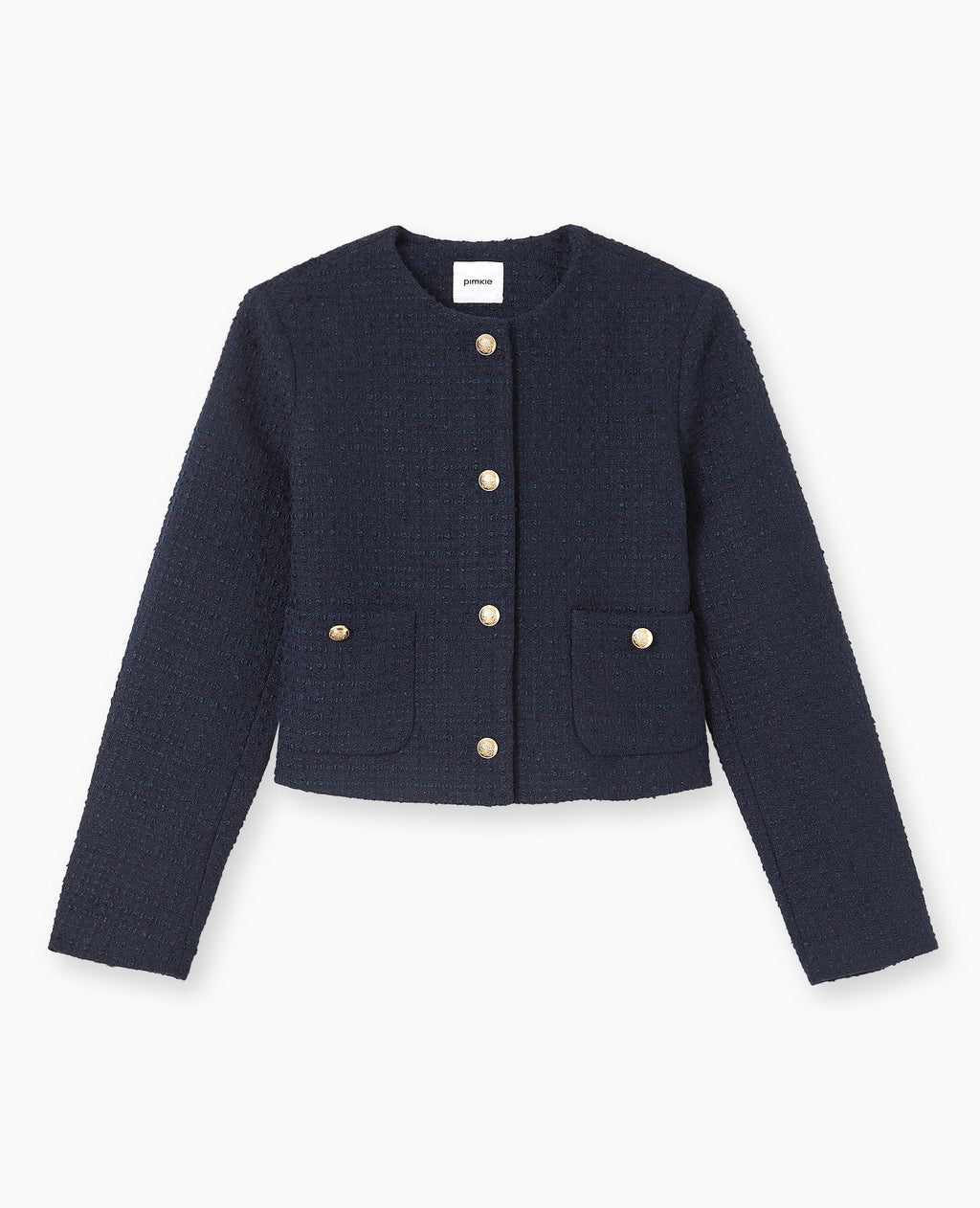Veste droite en tweed avec boutons dorés