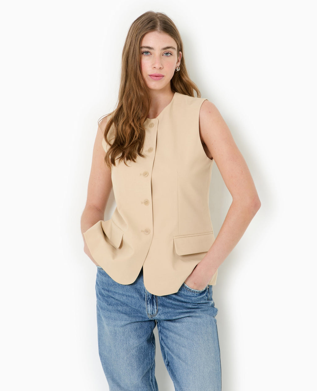 Veste blazer sans manches esprit gilet de barman