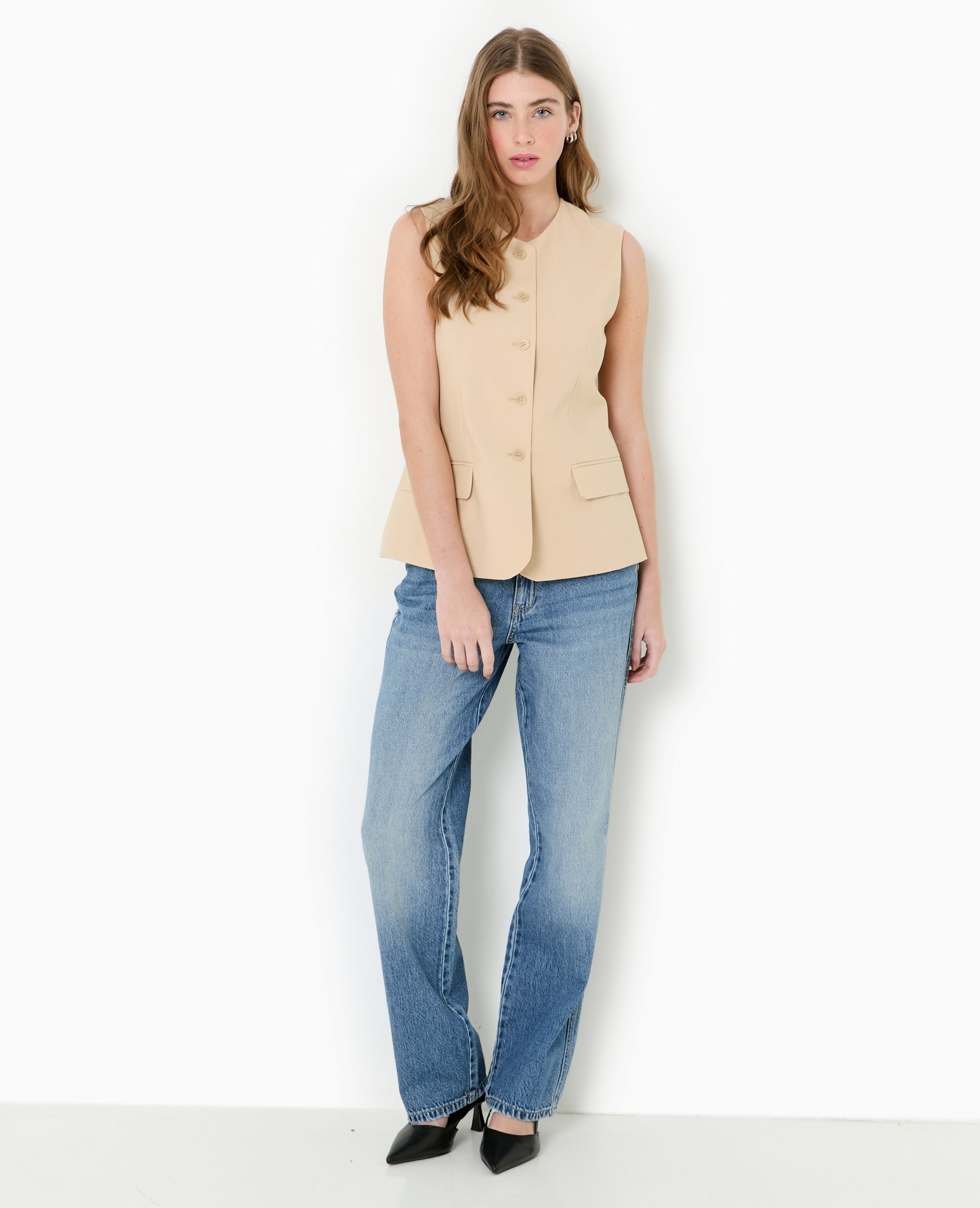 Veste blazer sans manches esprit gilet de barman