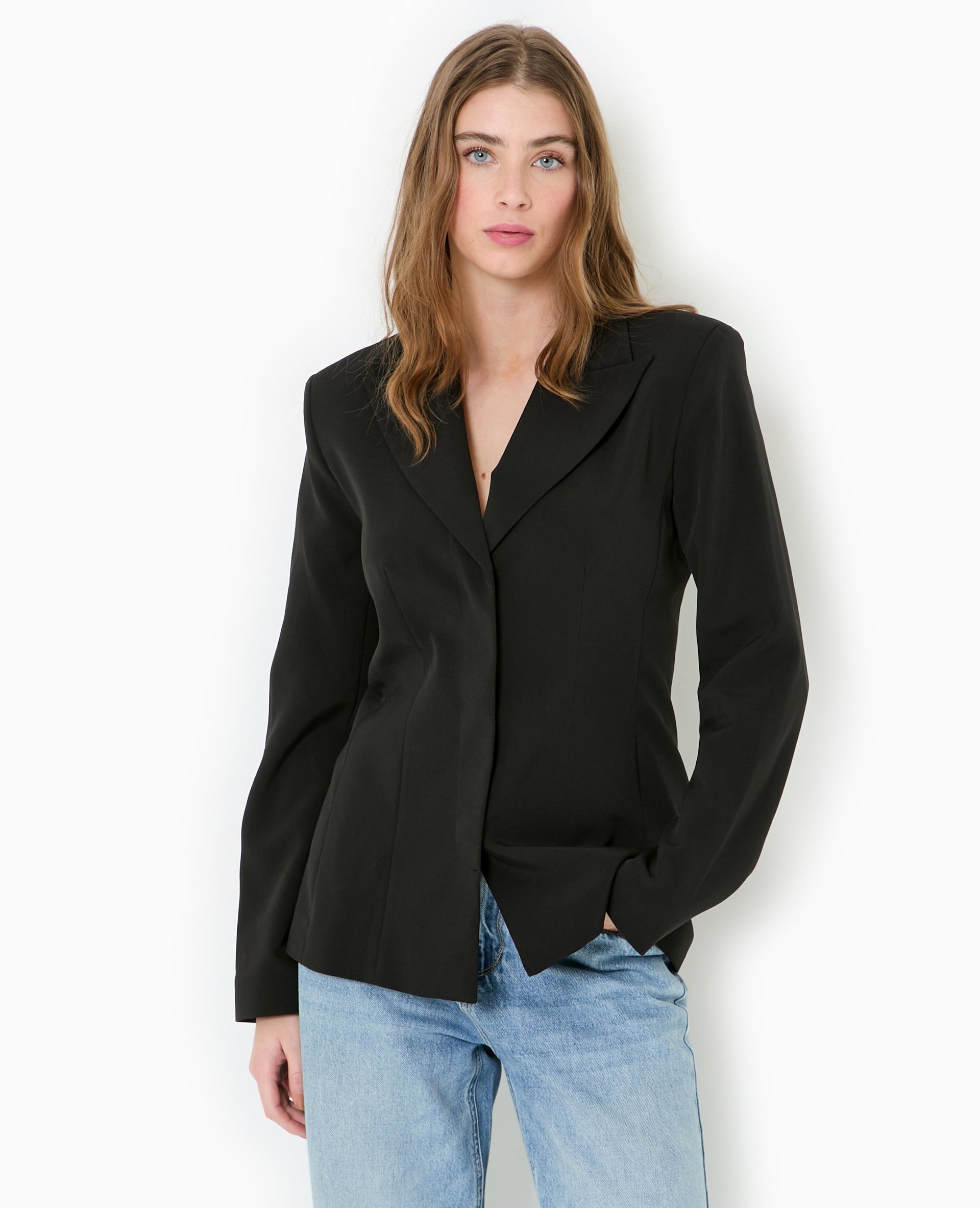 Veste blazer cintrée avec boutons pressions