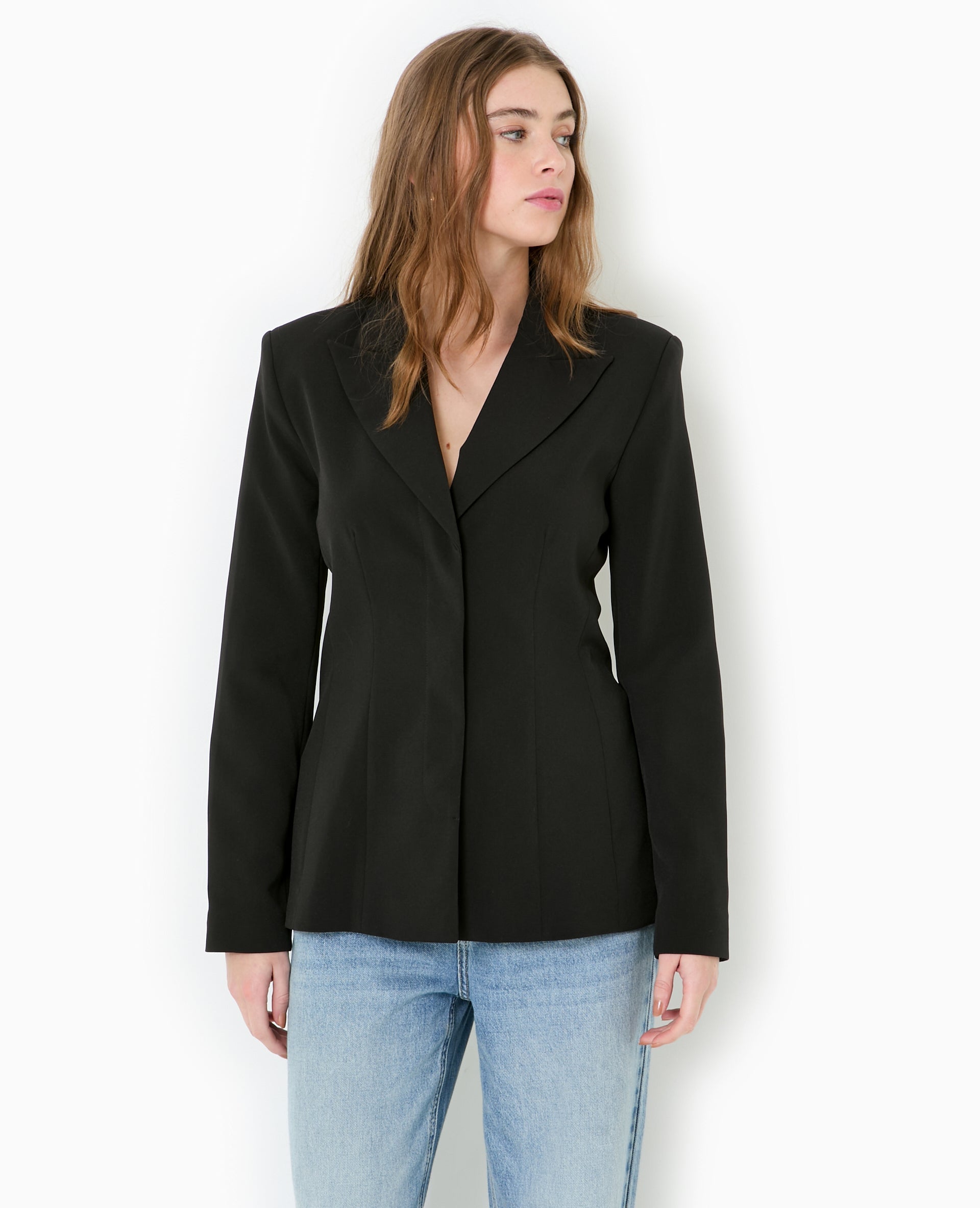 Veste blazer cintrée avec boutons pressions