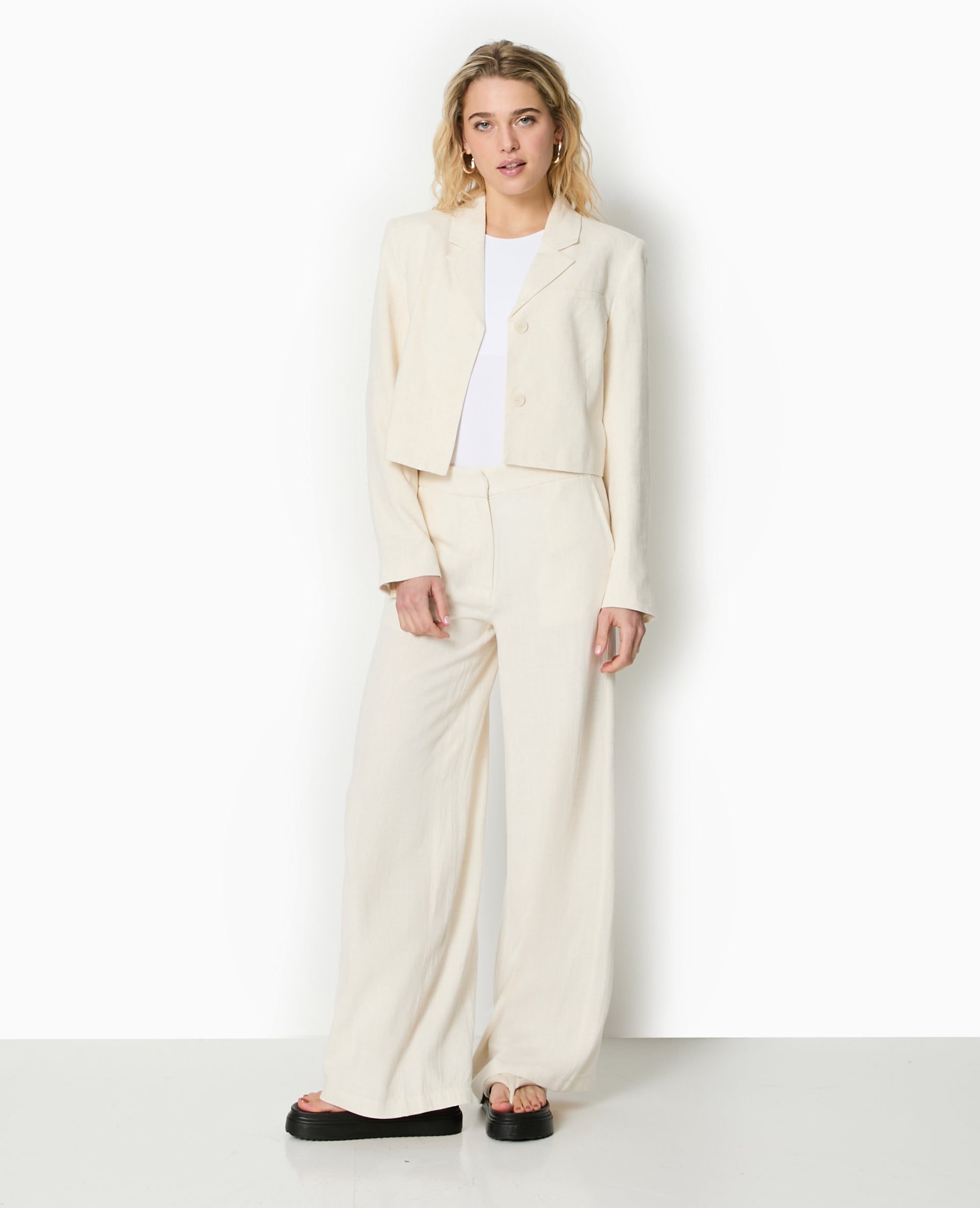 Veste blazer courte avec lin