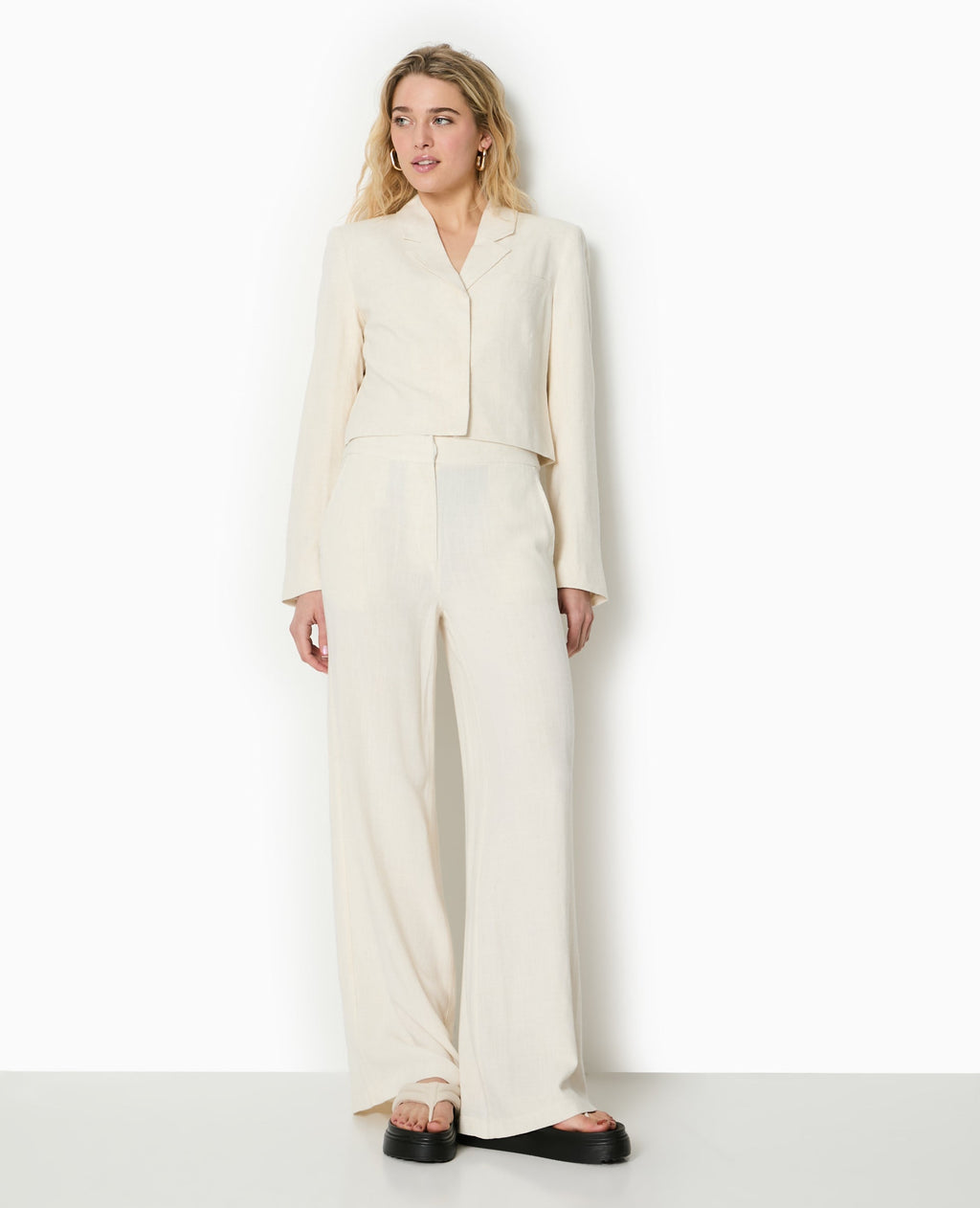 Veste blazer courte avec lin