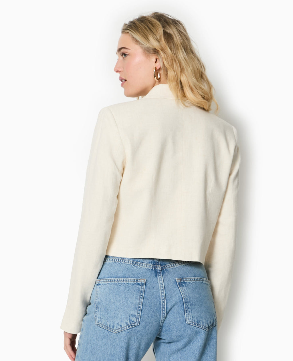 Veste blazer courte avec lin