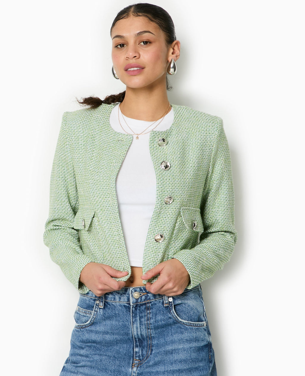 Veste courte et droite en tweed