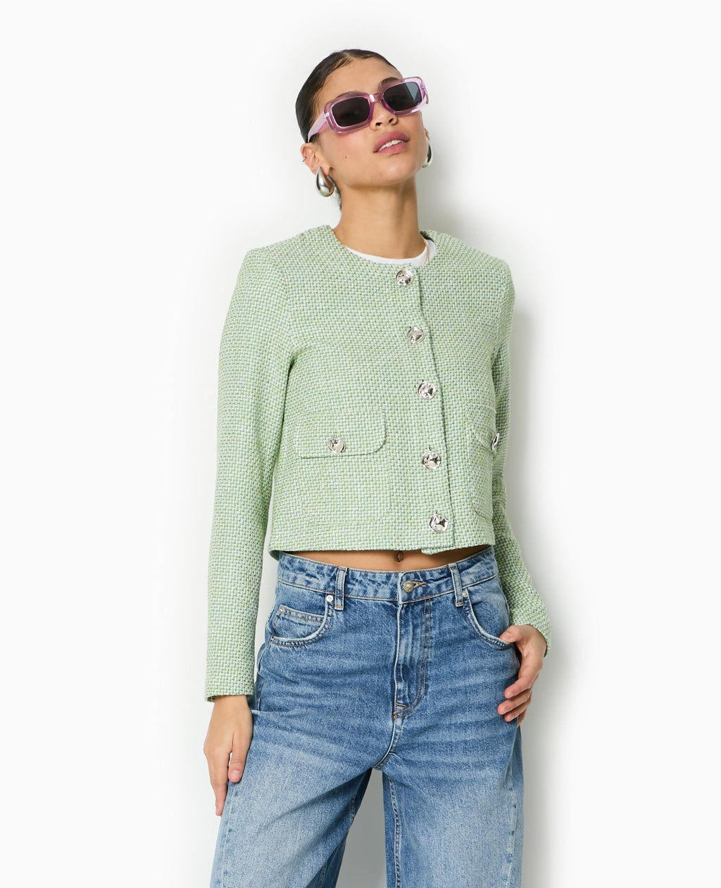 Veste courte et droite en tweed