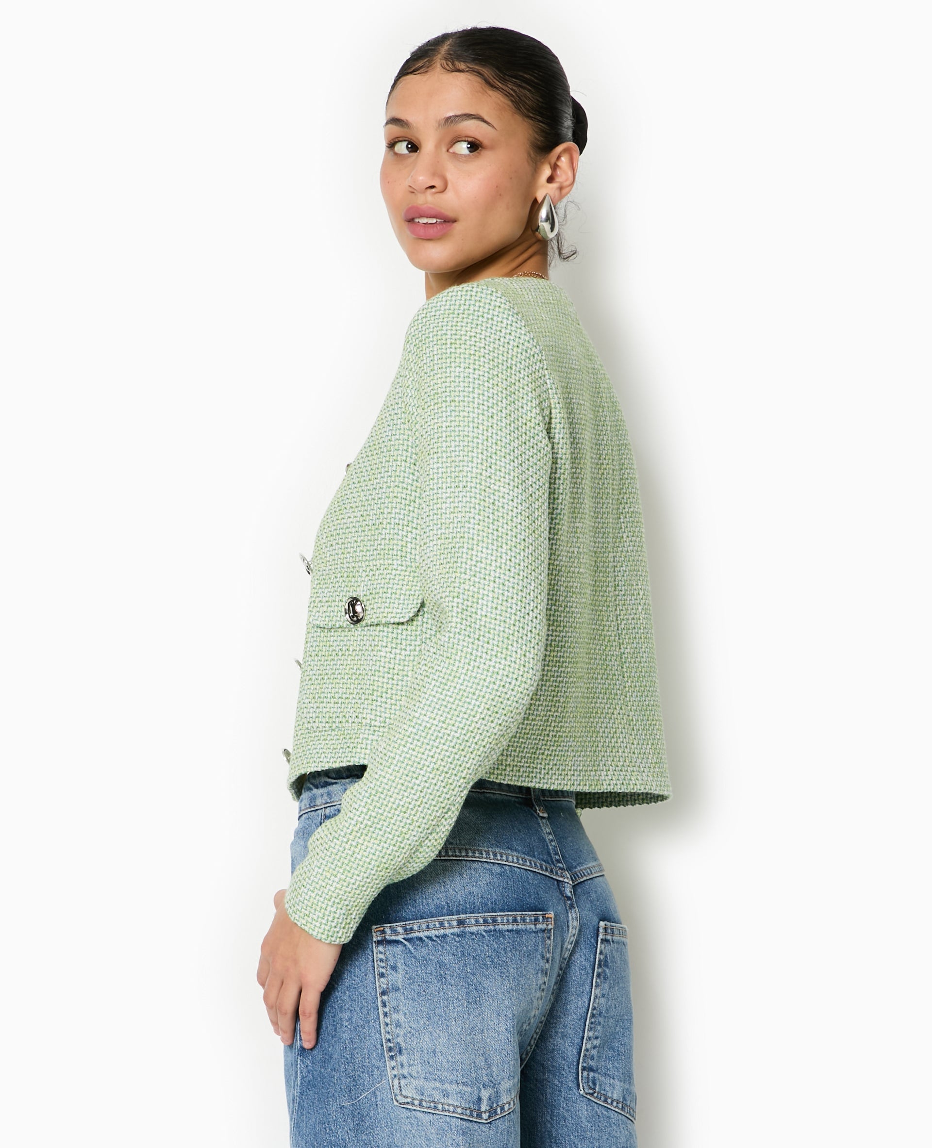 Veste courte et droite en tweed
