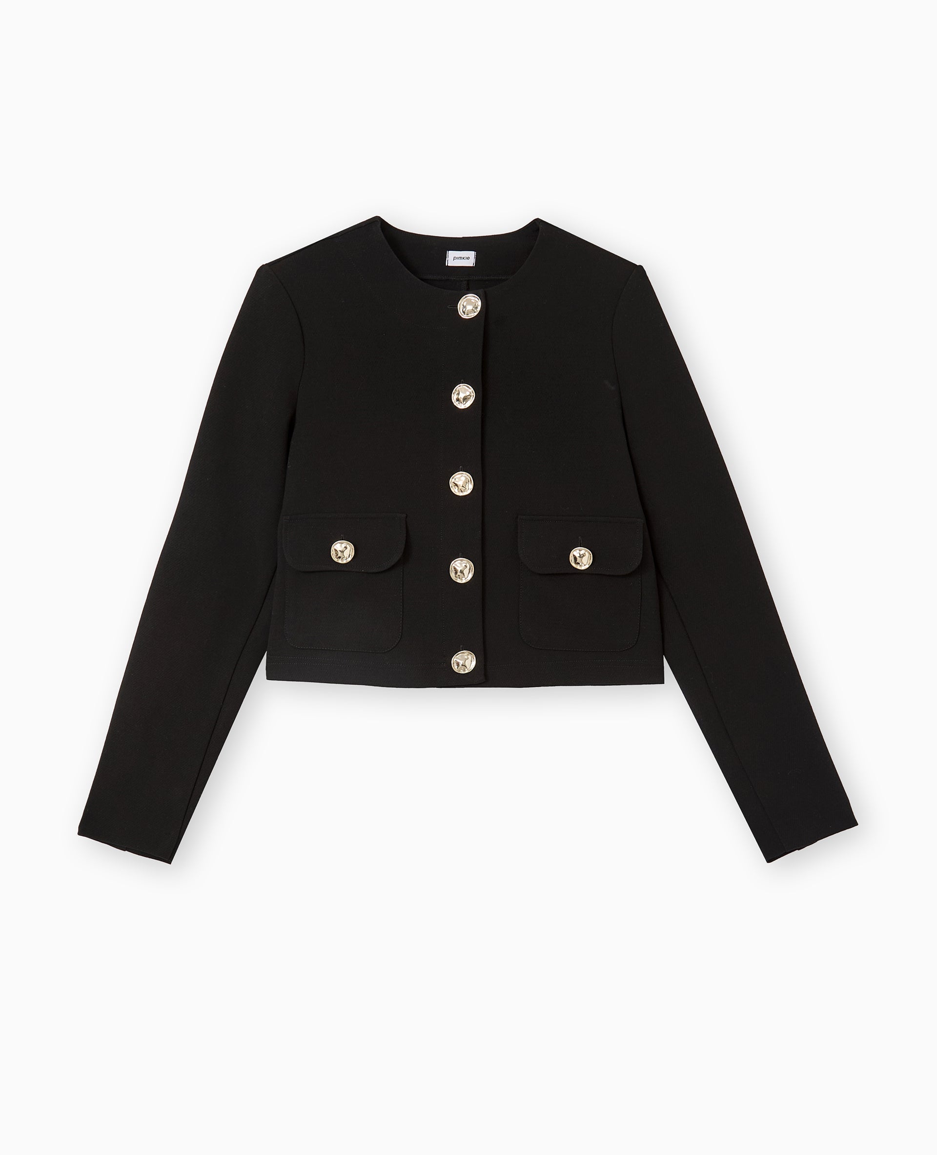 Veste droite et courte avec boutons fantaisie
