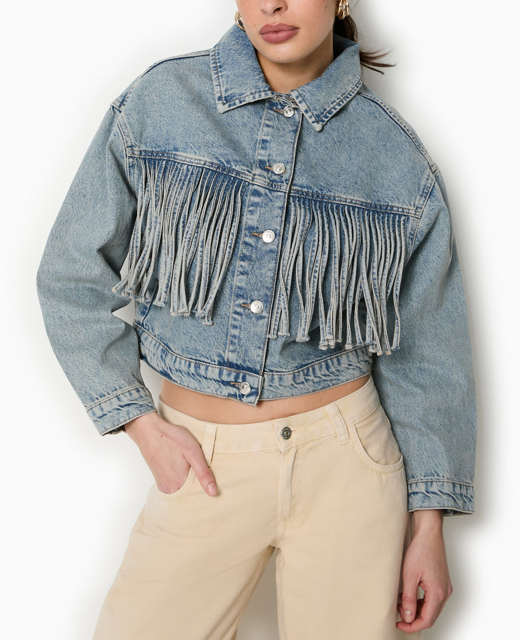 Veste en jean avec franges