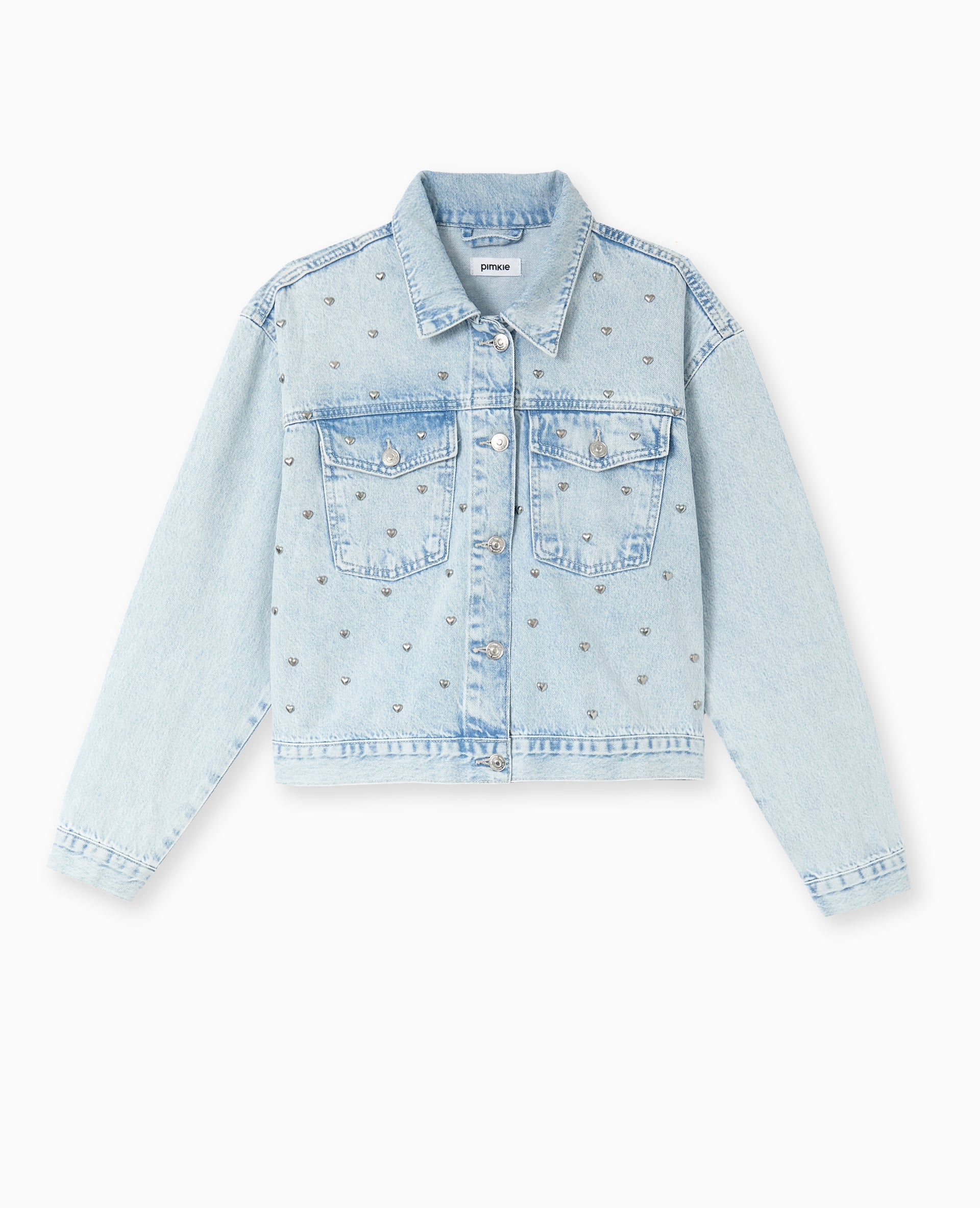 Veste en jean avec cœurs métalliques