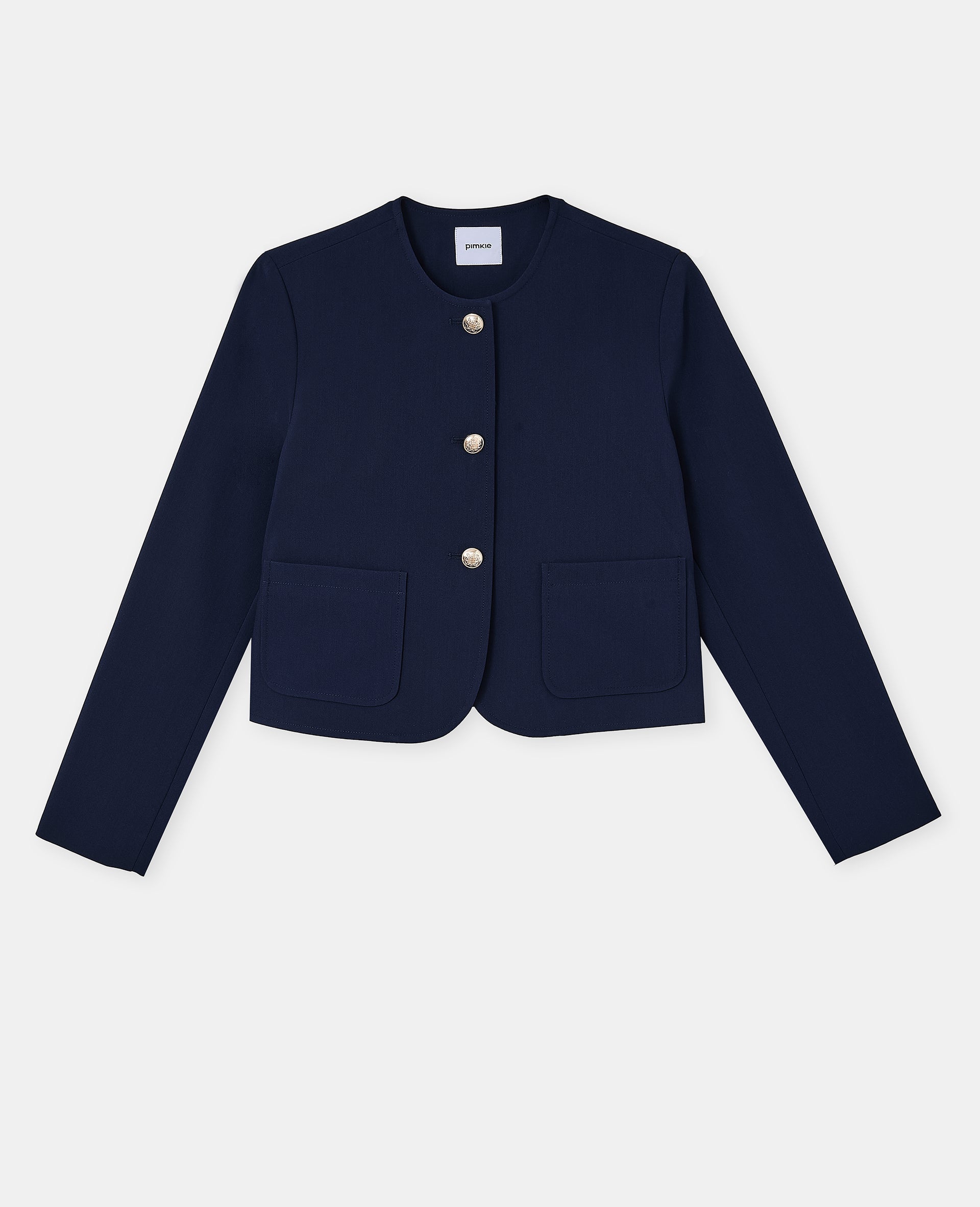 Veste droite et courte avec boutons écussons