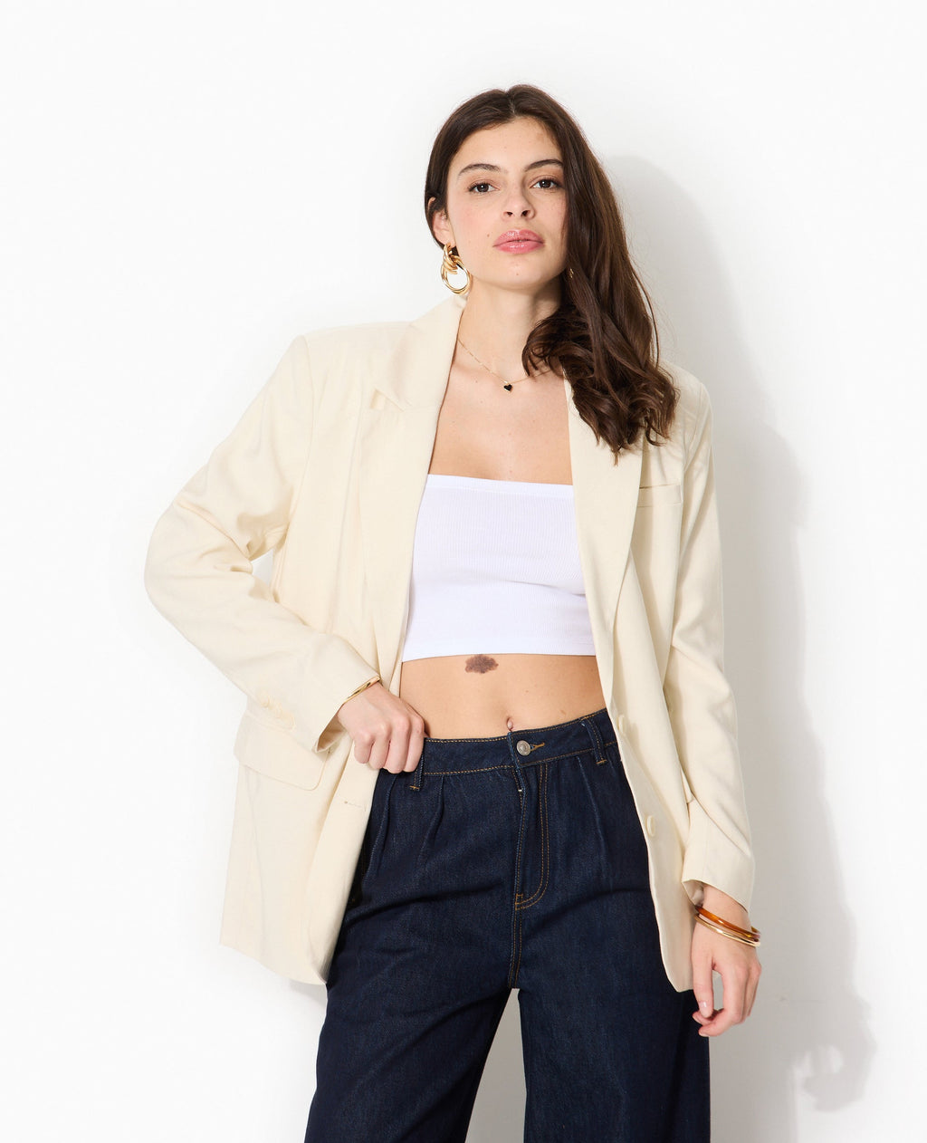 Veste blazer oversize en tissu fluide