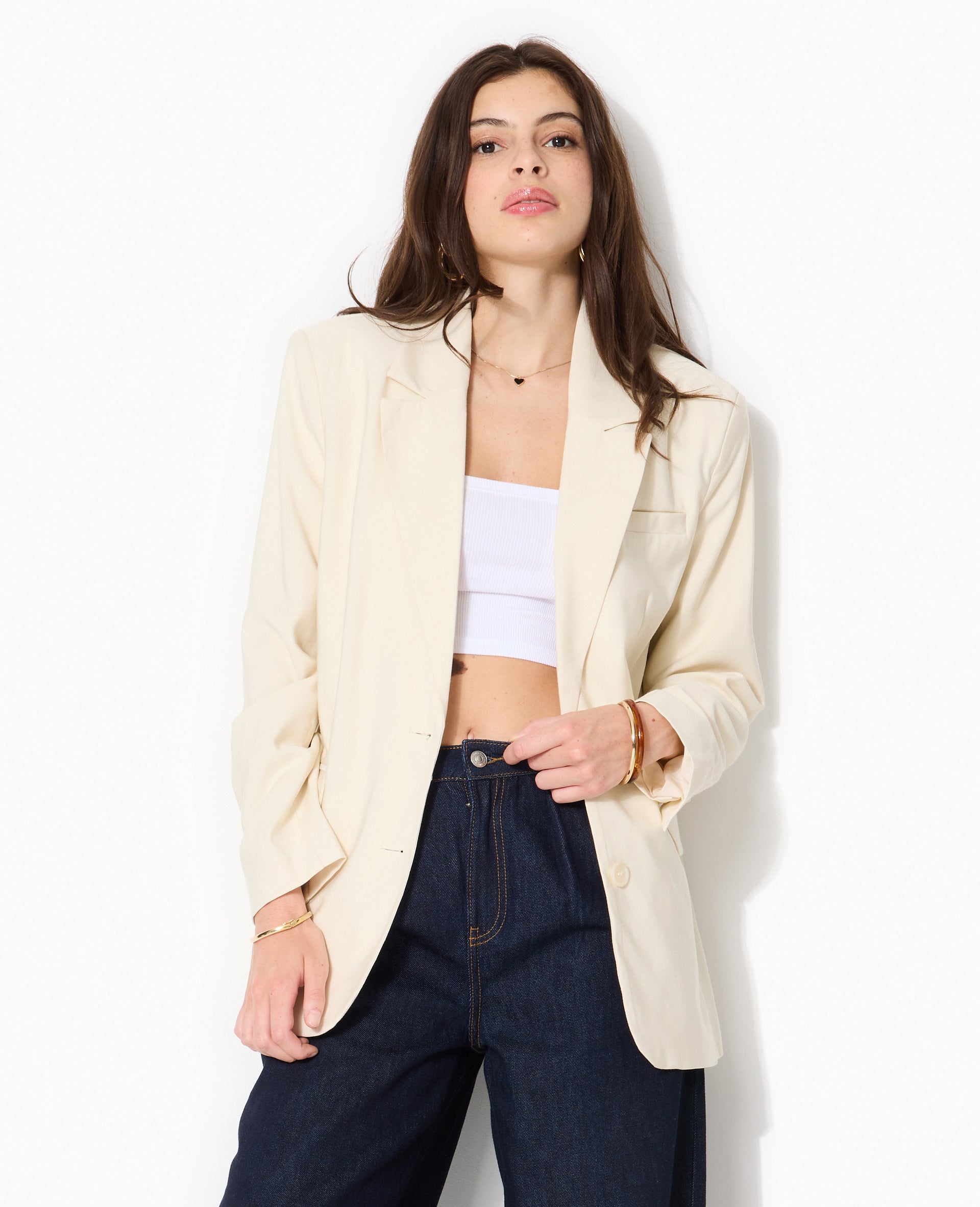 Veste blazer oversize en tissu fluide