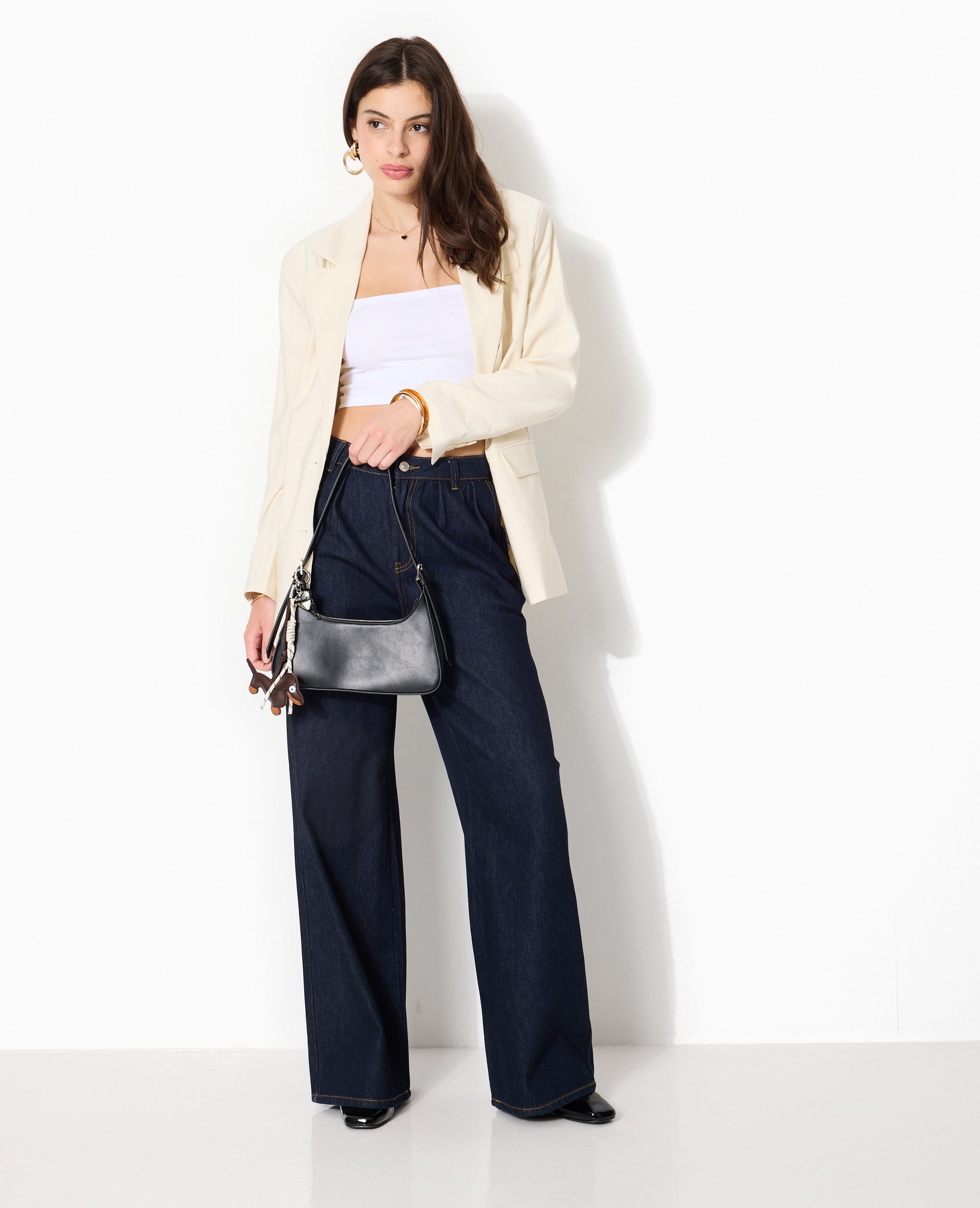 Veste blazer oversize en tissu fluide