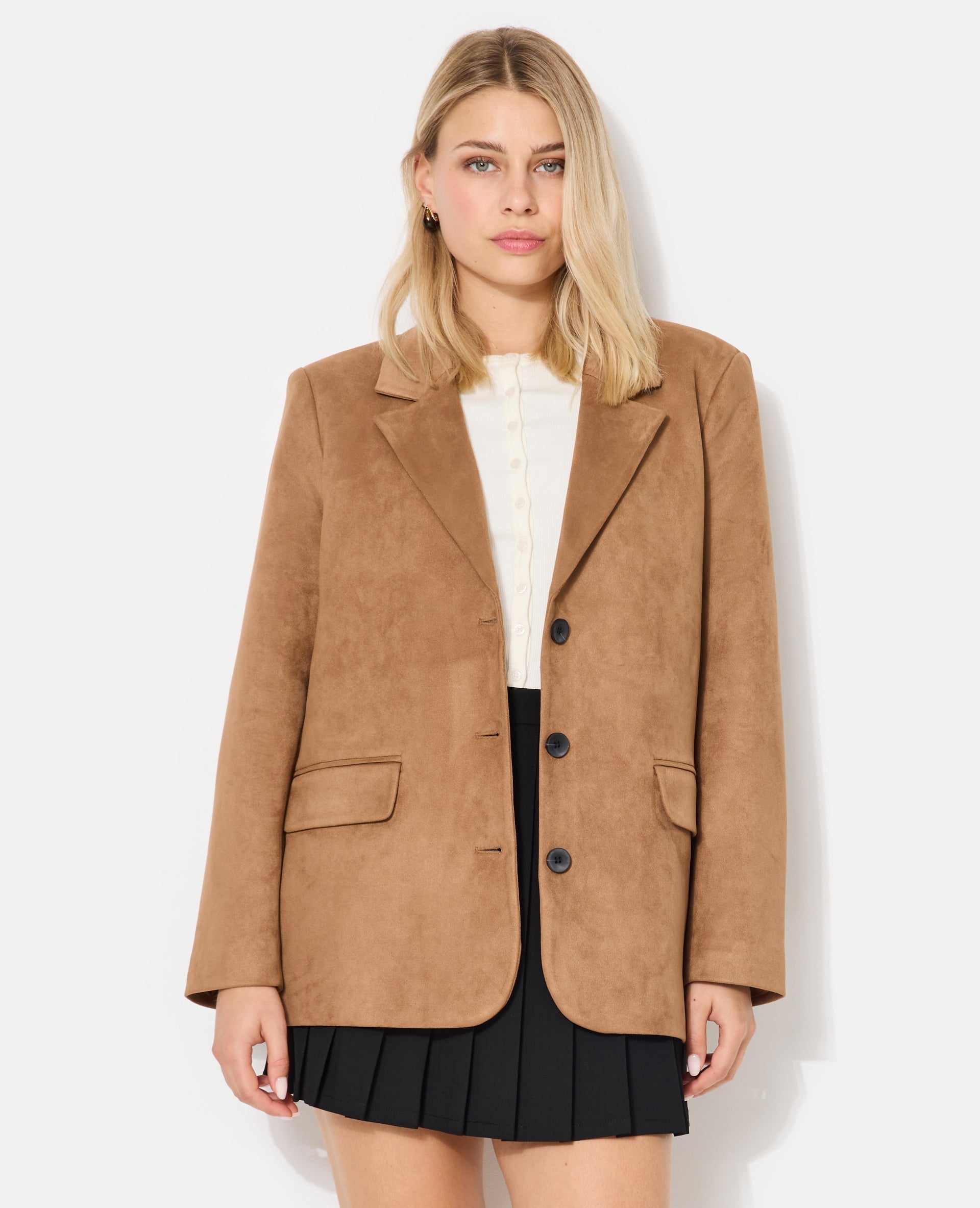 Veste blazer oversize en suédine