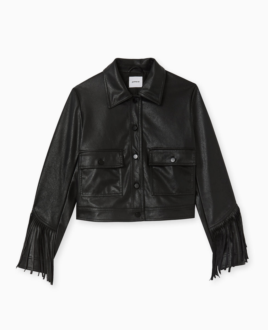 Veste courte en simili avec franges