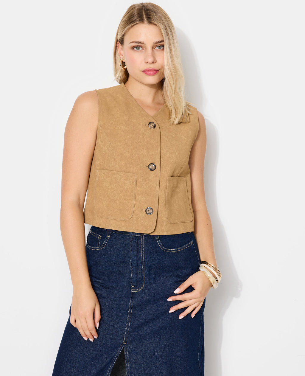 Veste sans manches en suédine