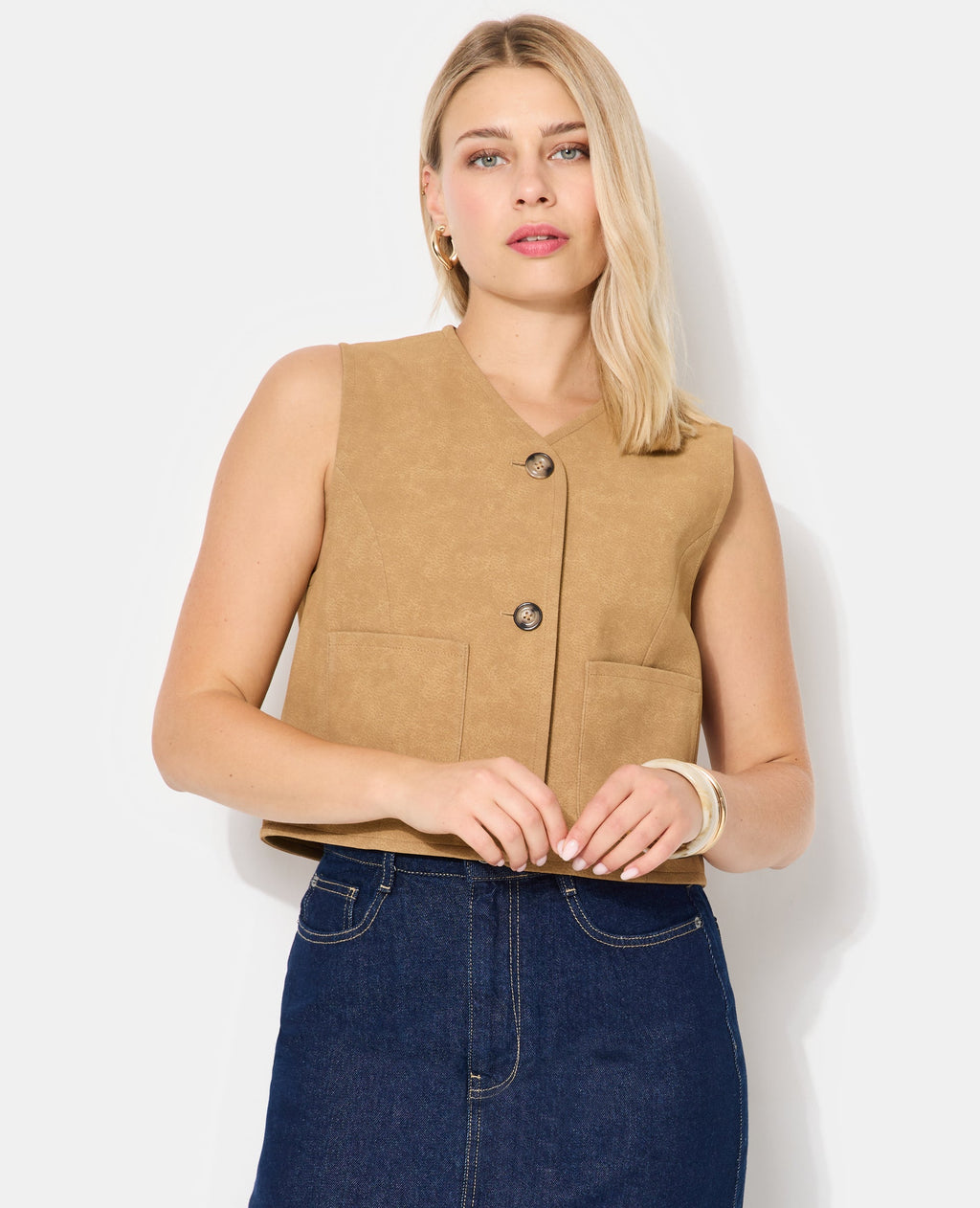 Veste sans manches en suédine