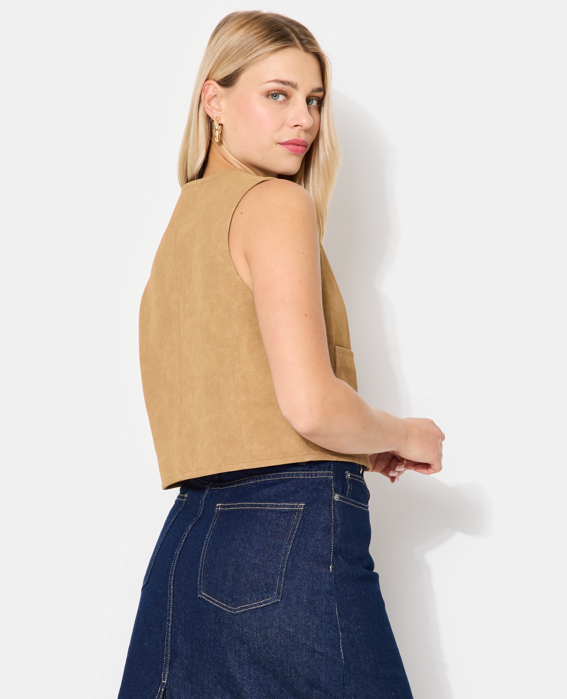 Veste sans manches en suédine