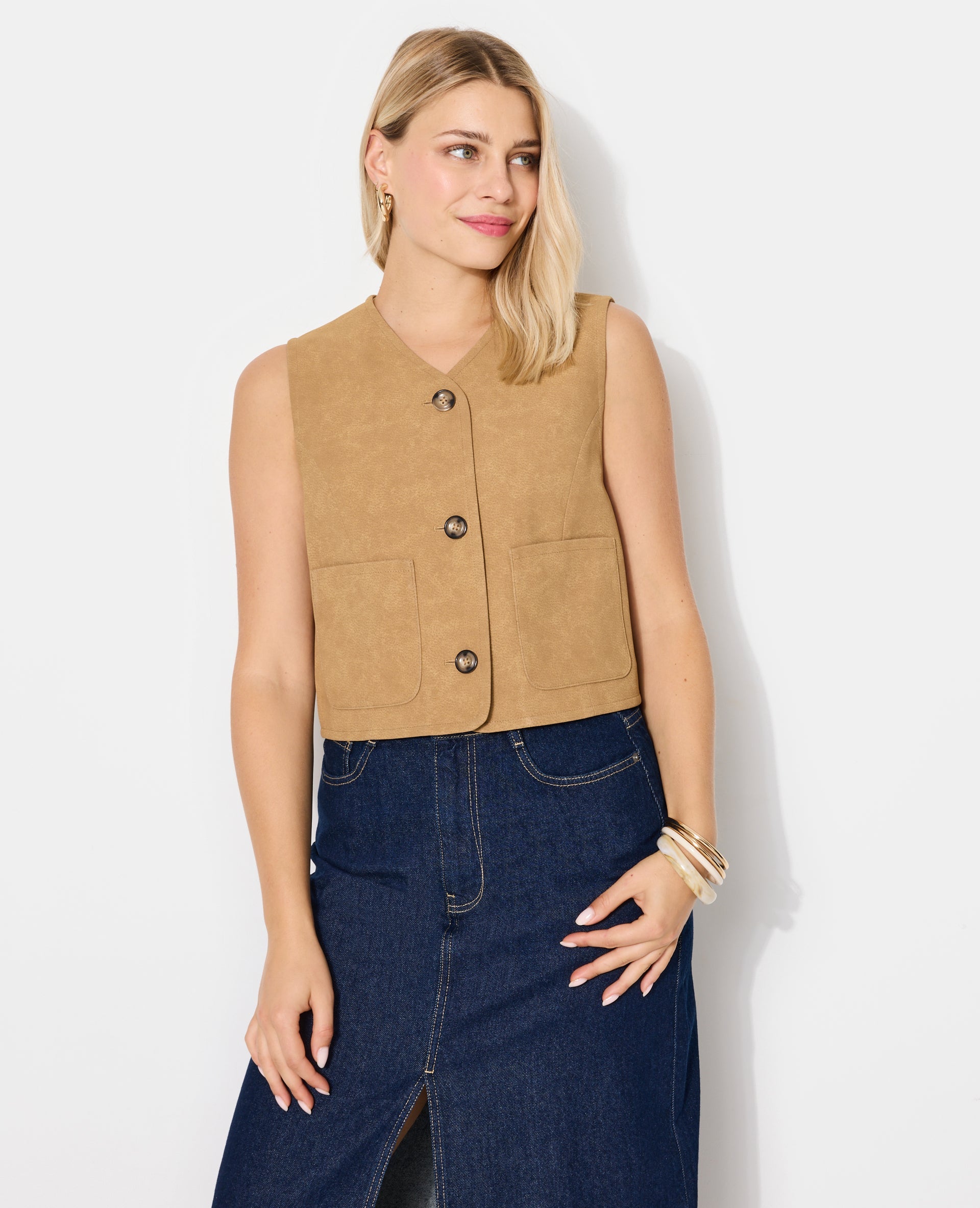 Veste sans manches en suédine