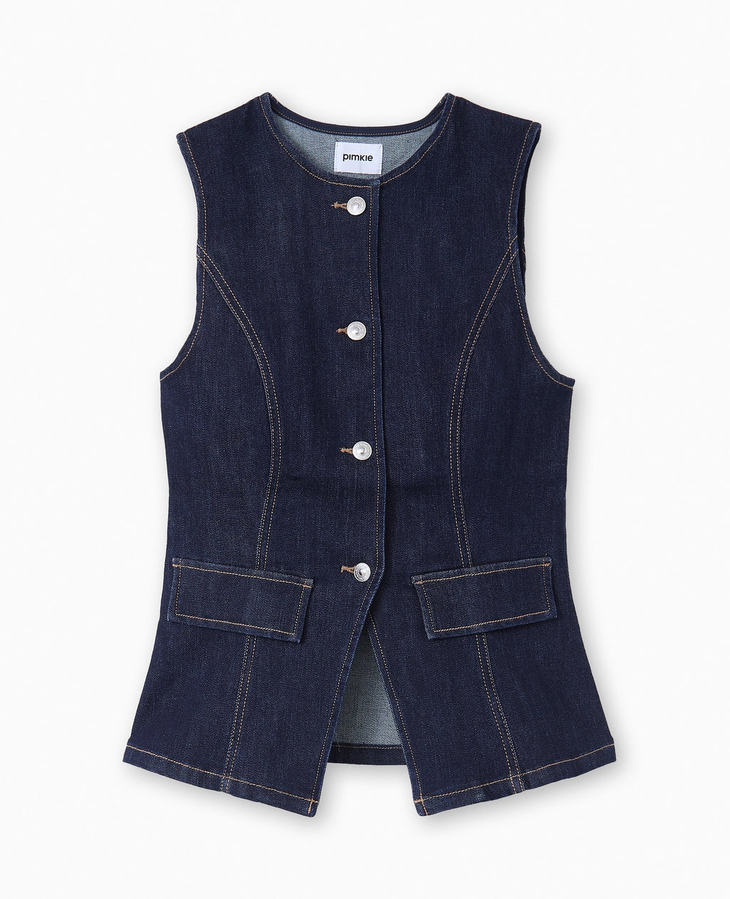 Veste en jean sans manches façon gilet de barman