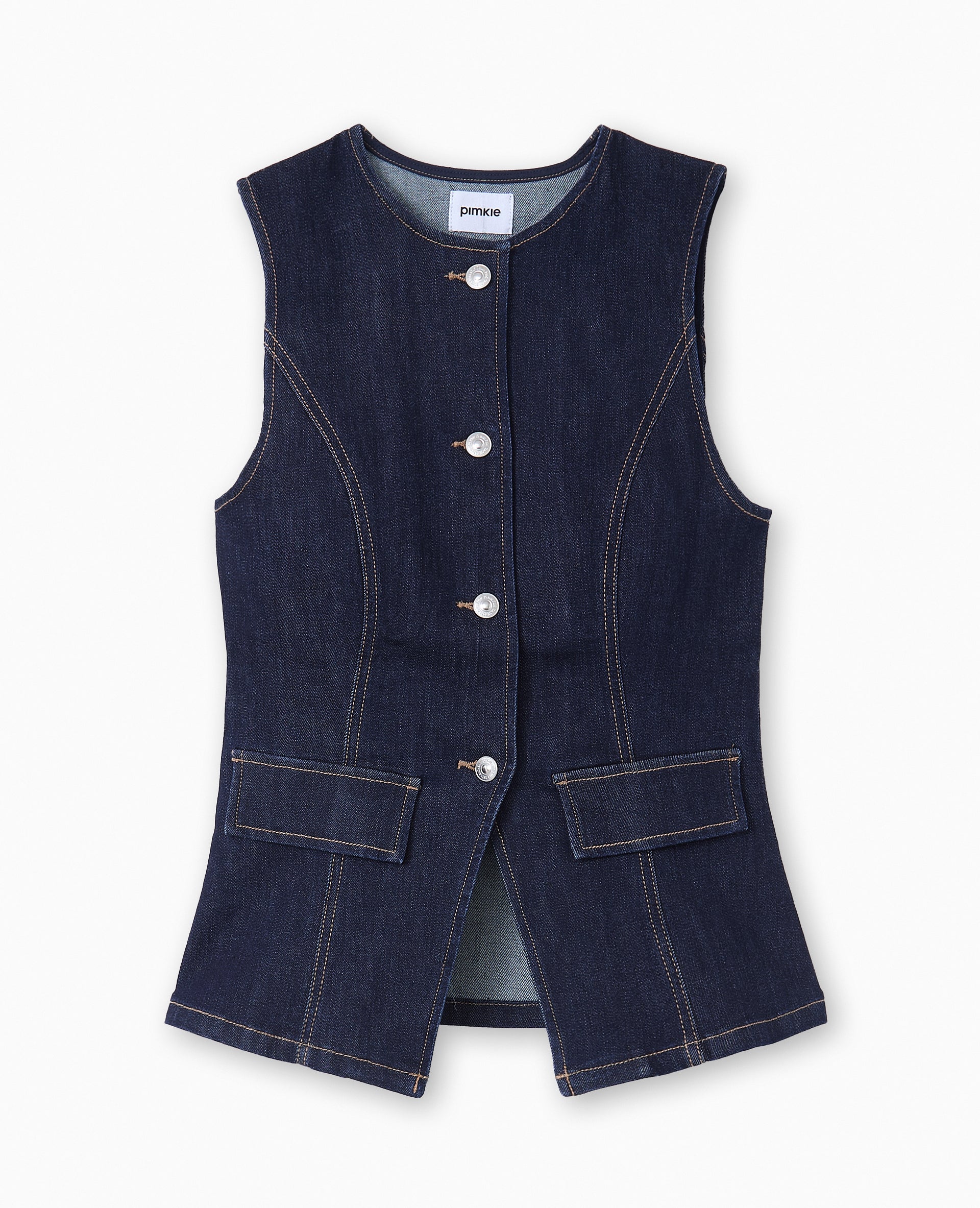 Veste en jean sans manches façon gilet de barman