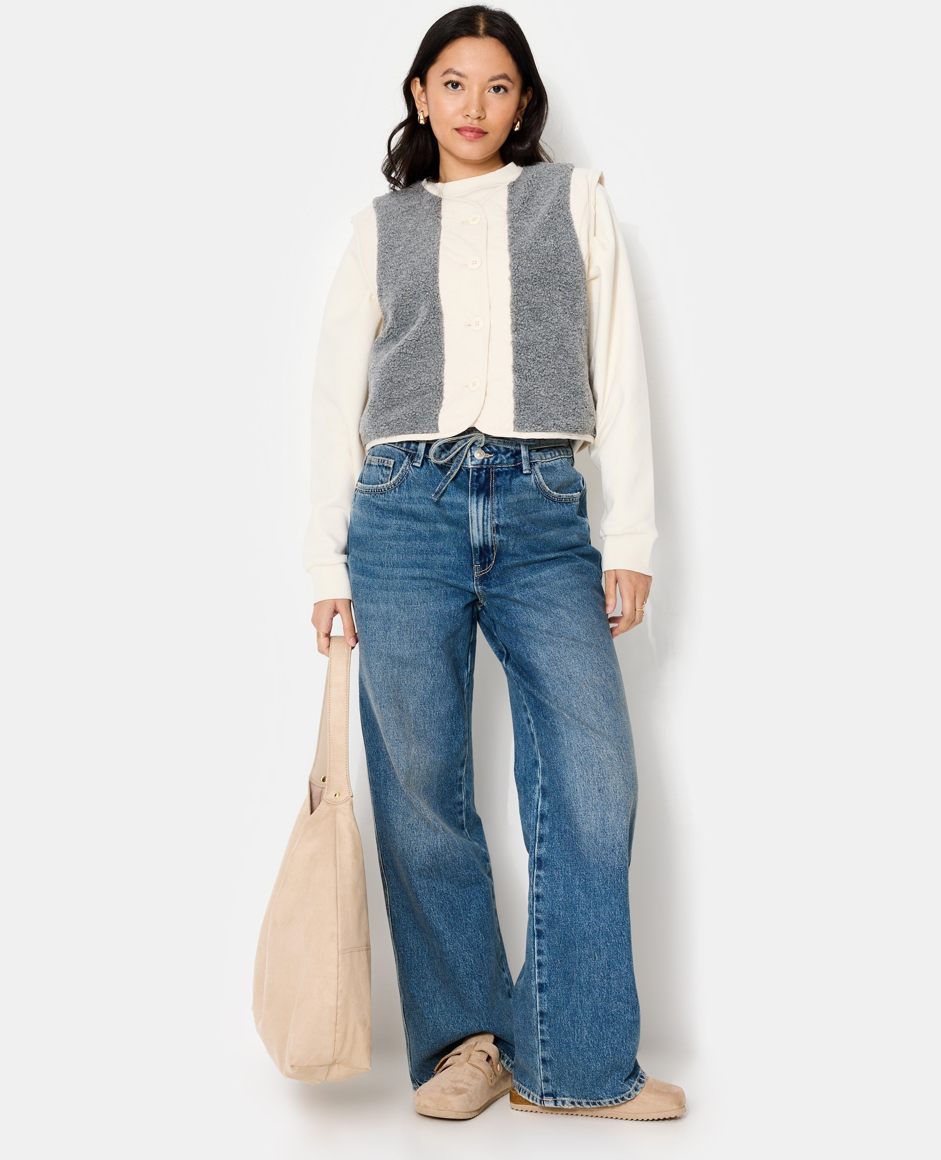 Veste sans manches avec empiècements sherpa