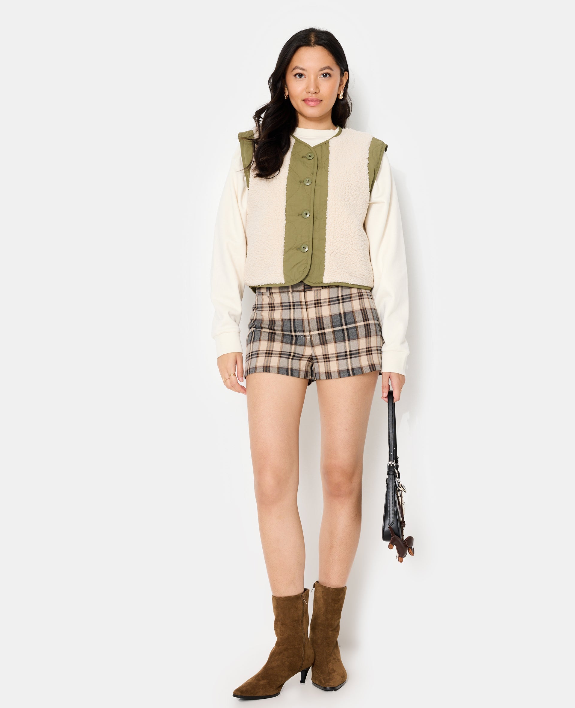 Veste sans manches avec empiècements sherpa