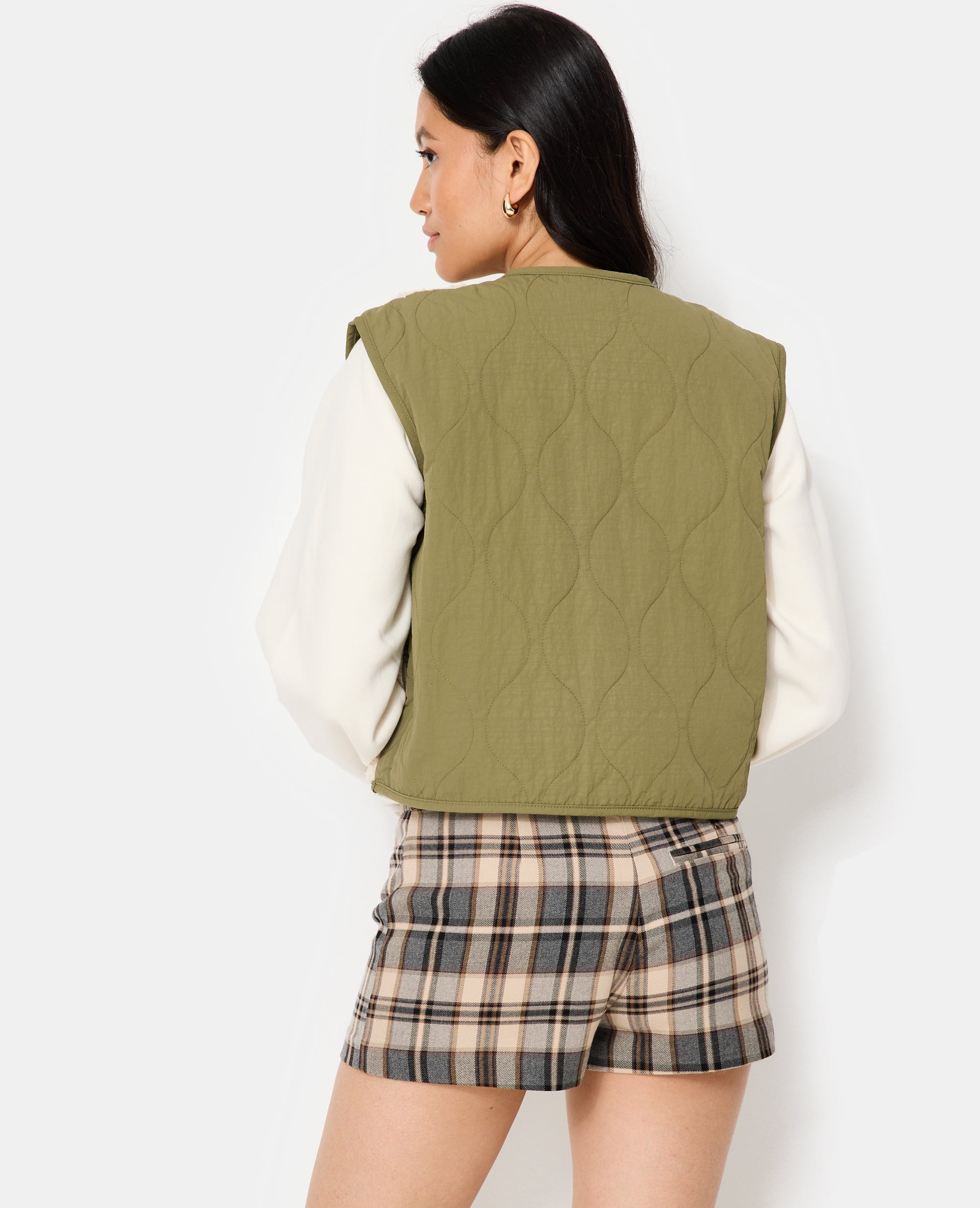 Veste sans manches avec empiècements sherpa