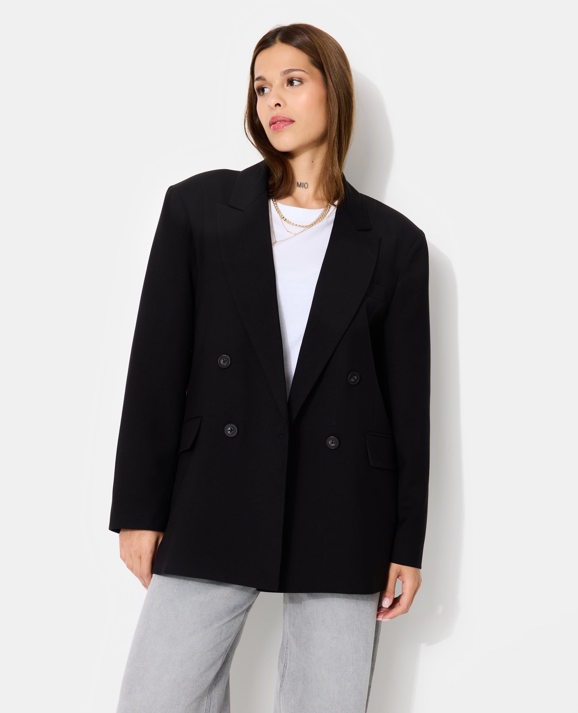 Veste blazer oversize avec double boutonnage
