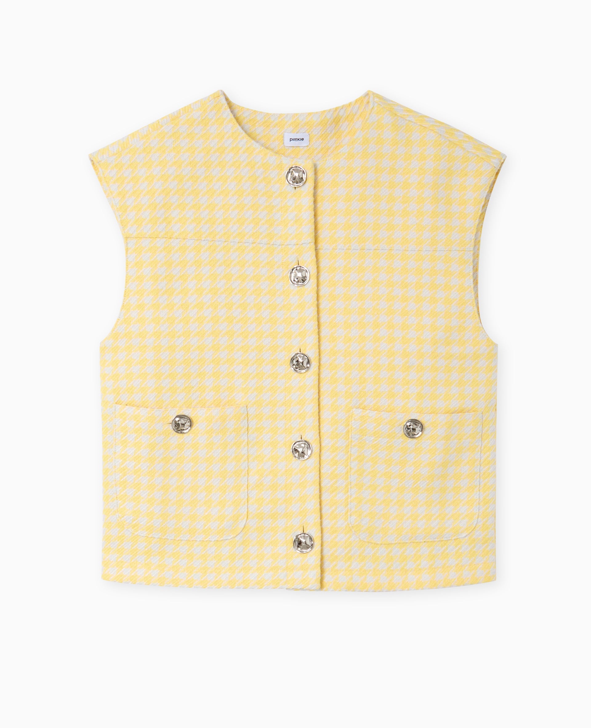 Veste sans manches en tweed motif pied-de-poule