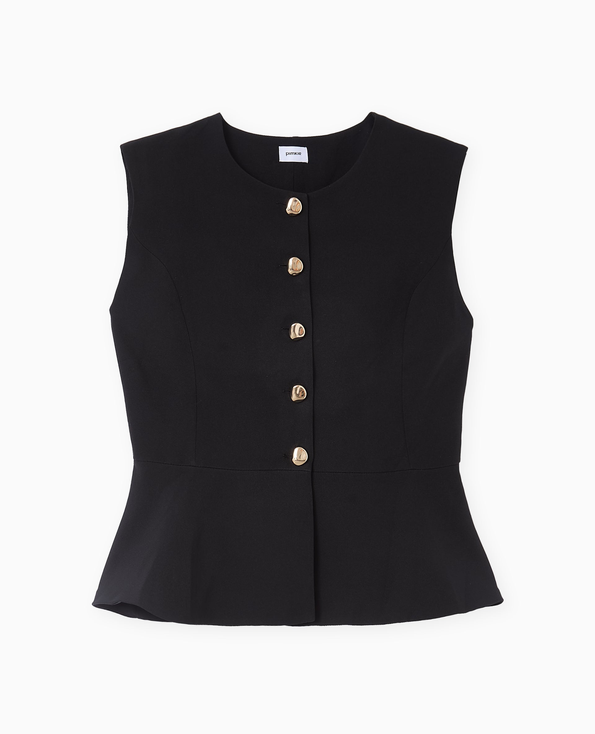 Veste sans manches peplum avec boutons fantaisie