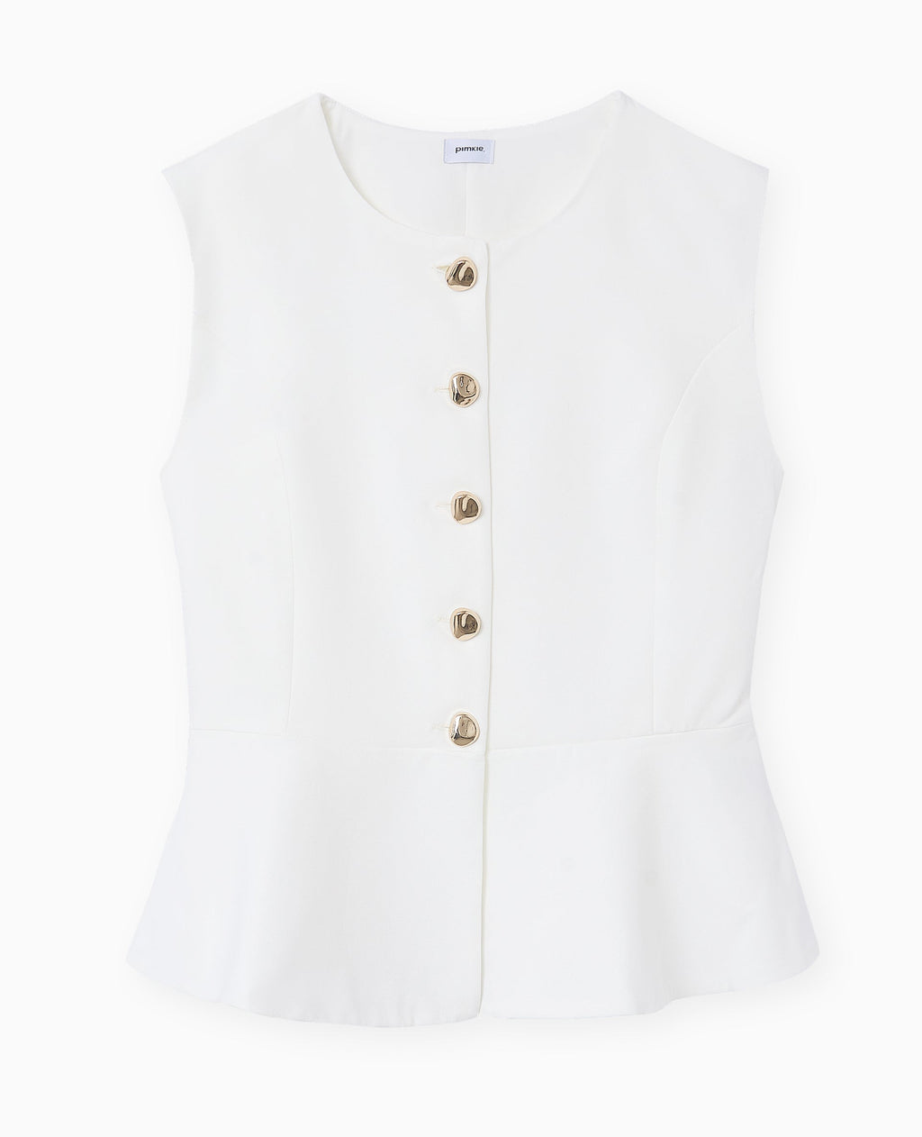 Veste sans manches peplum avec boutons fantaisie
