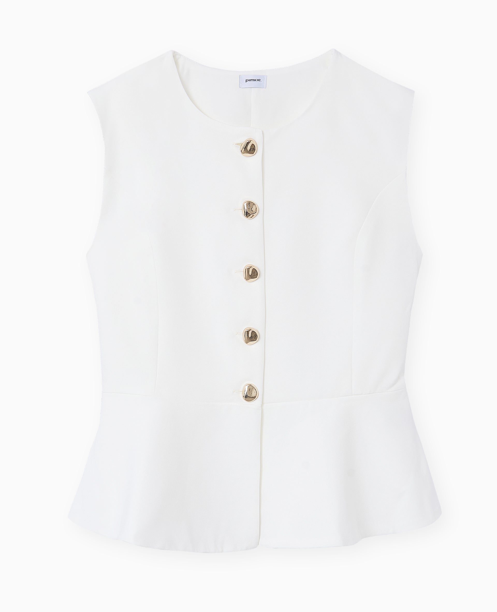 Veste sans manches peplum avec boutons fantaisie