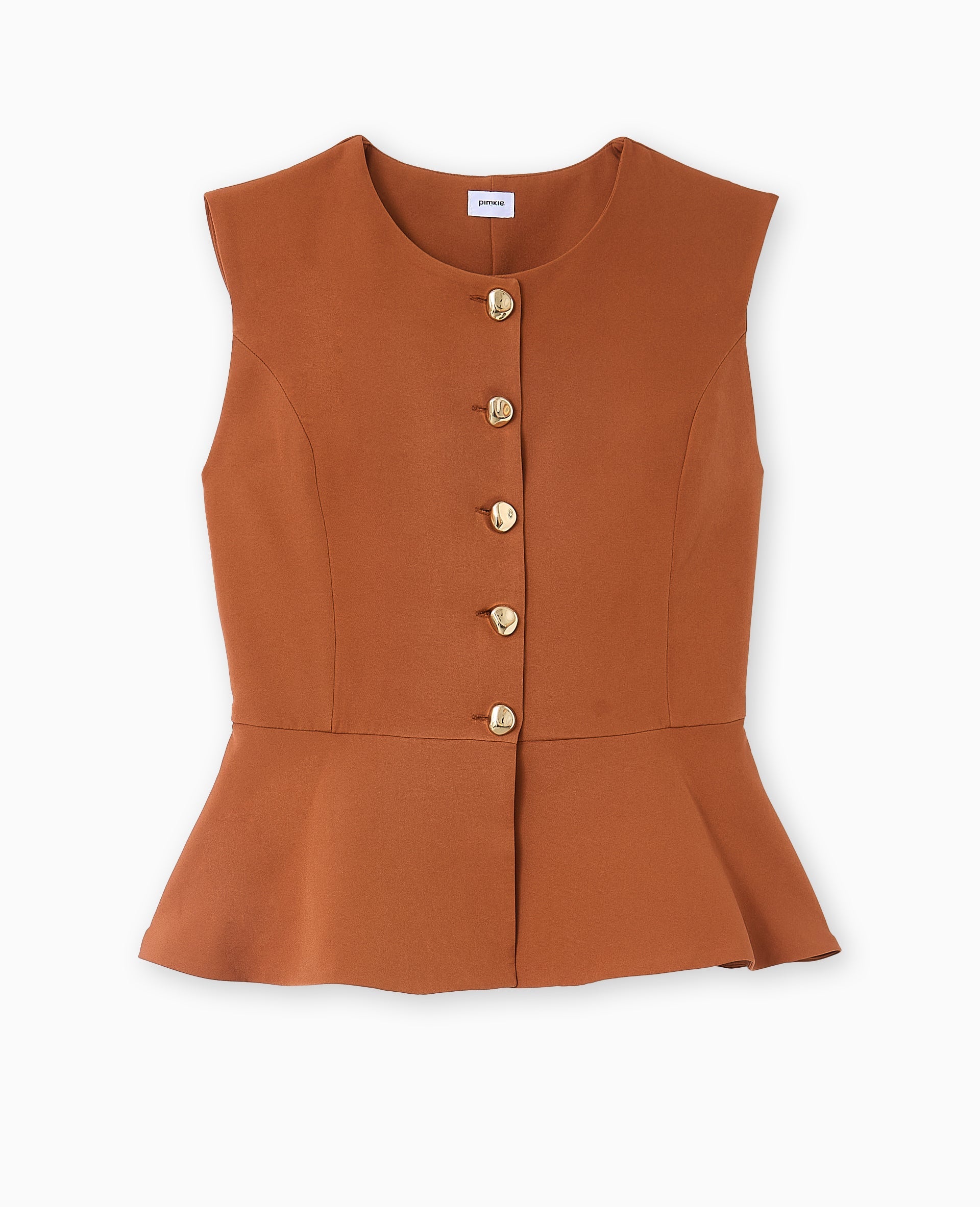 Veste sans manches peplum avec boutons fantaisie
