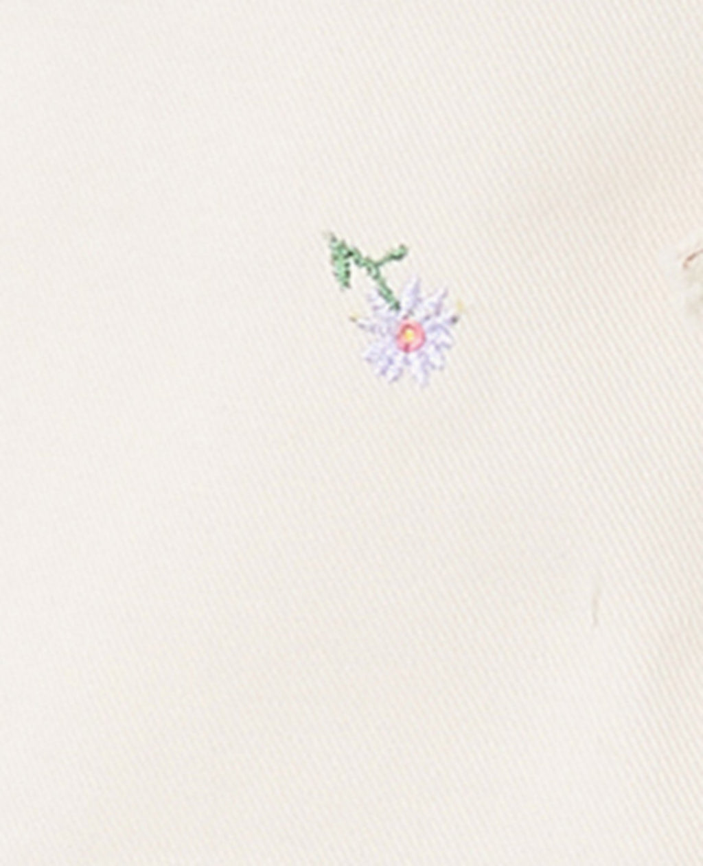 Veste sans manche en jean avec broderies fleurs
