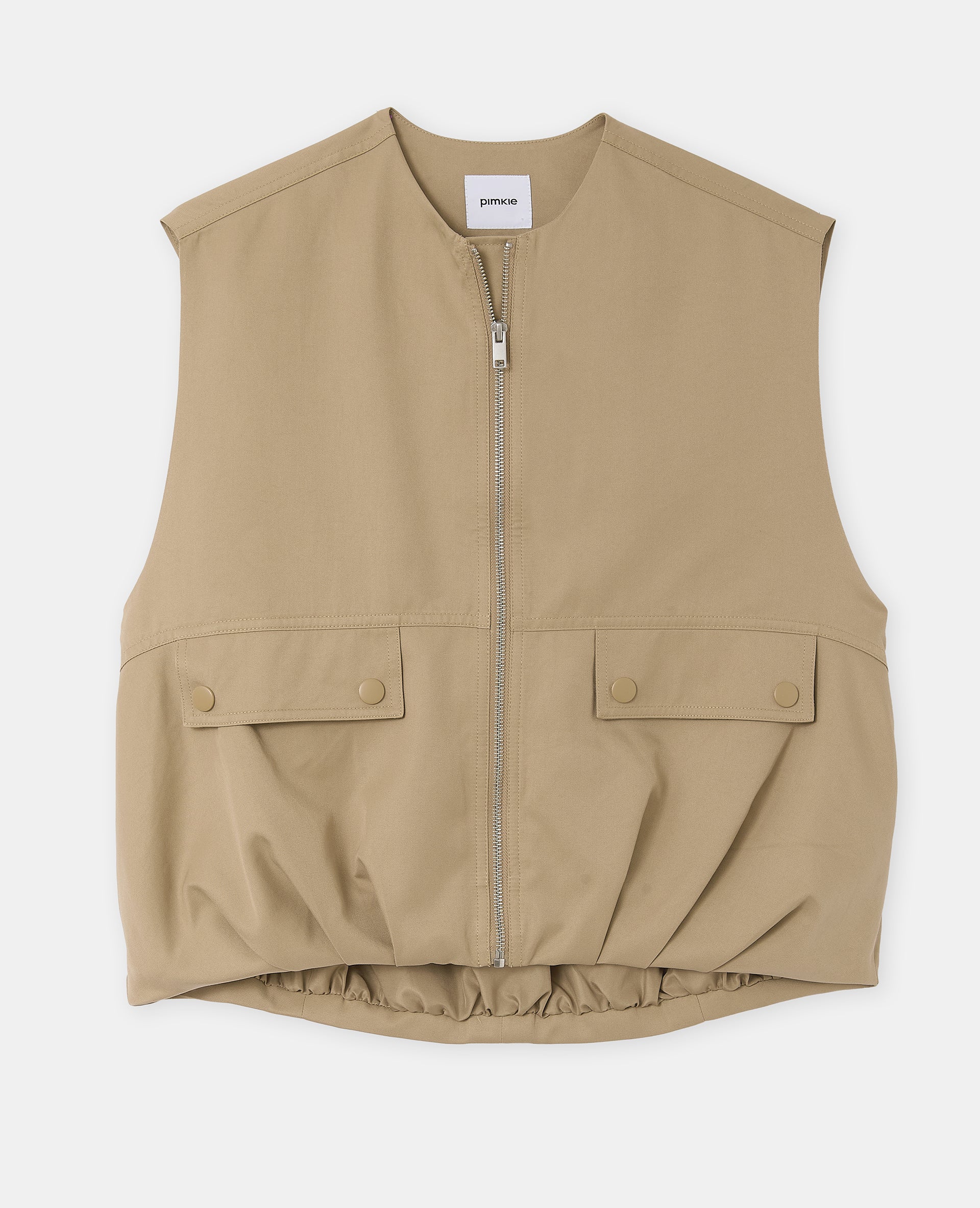 Blouson sans manches zippée avec effet bouffant