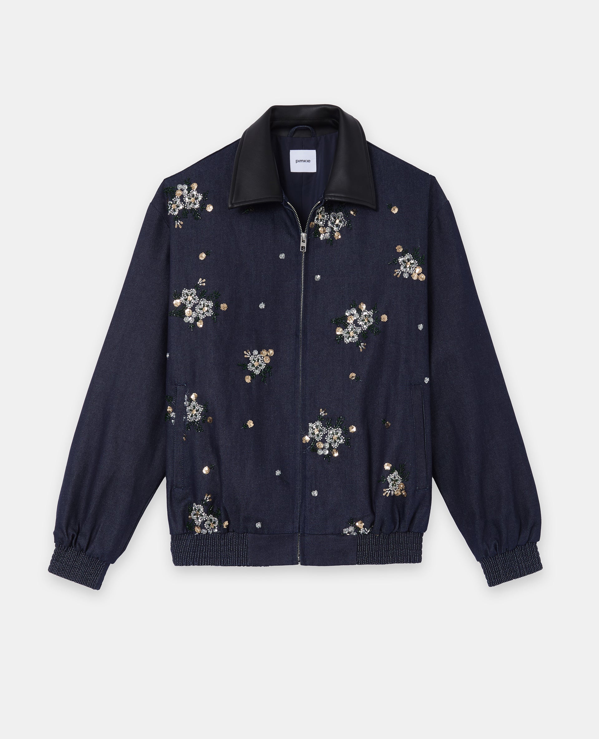Veste oversize en jean avec fleurs en sequins