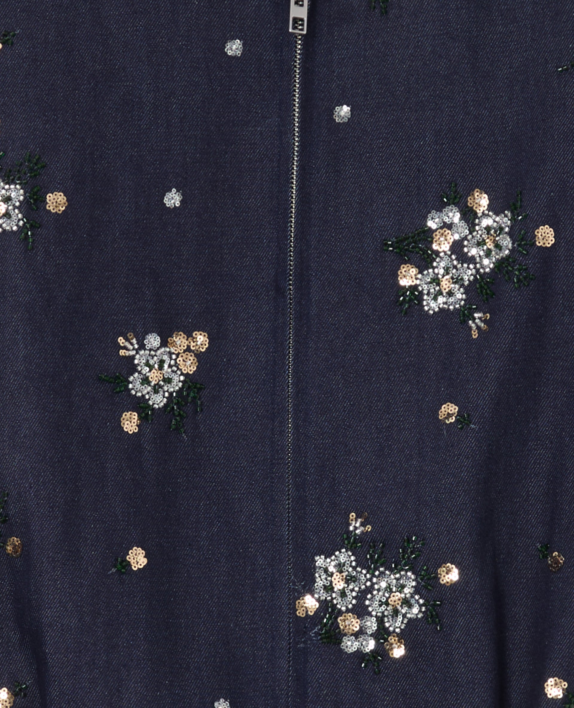 Veste oversize en jean avec fleurs en sequins