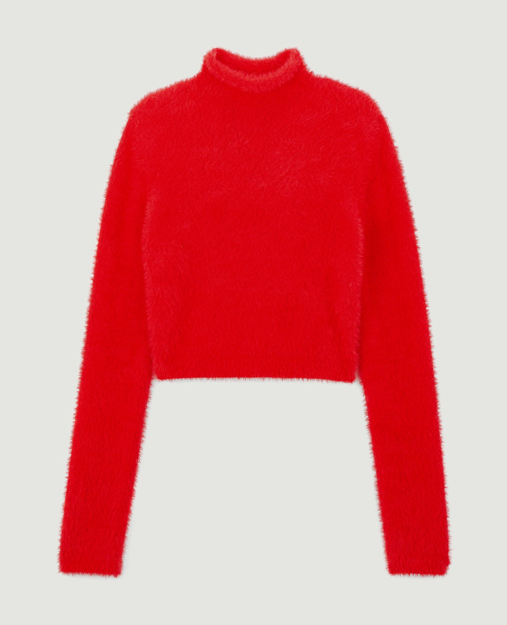 Pull cropped en maille fluffy et poilue