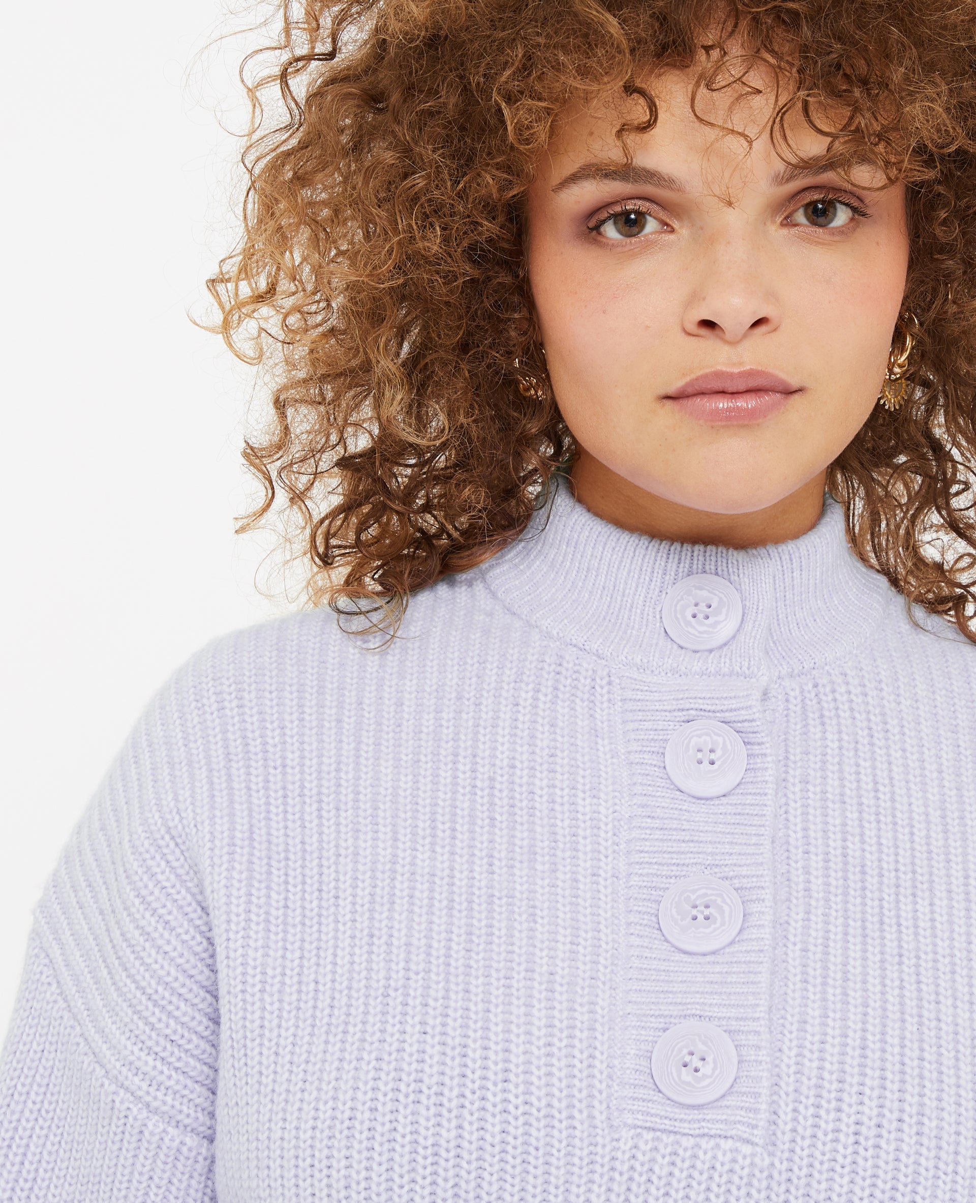 Pull grosse maille avec col boutonné
