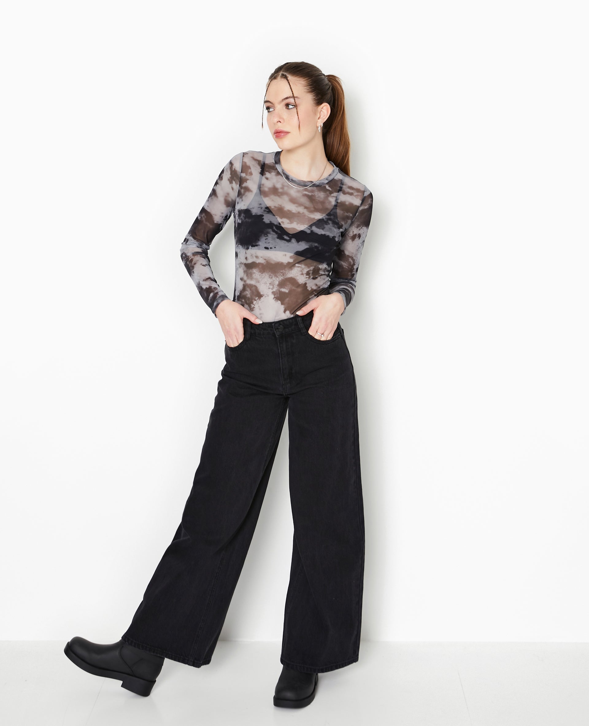 Body manches longues en tulle