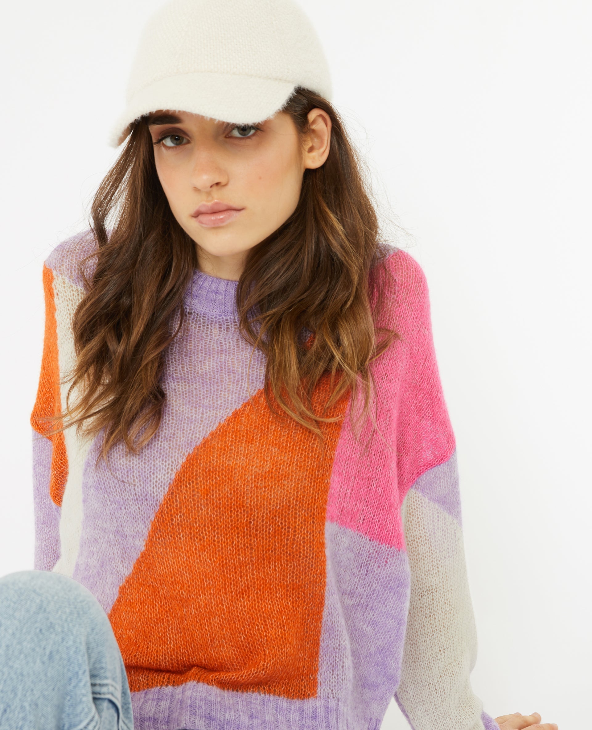 Pull en maille légère colorblock