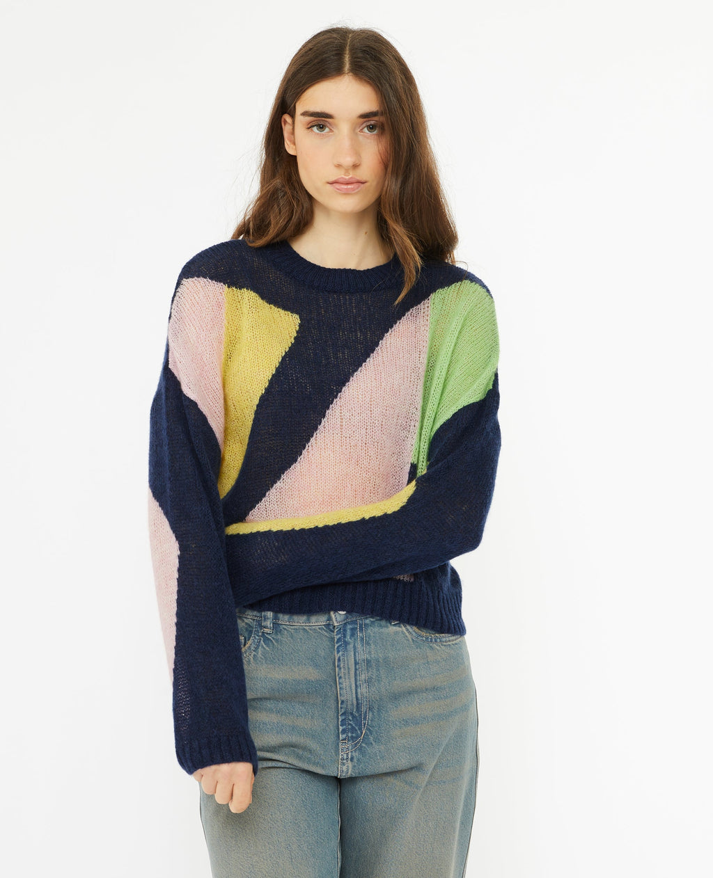 Pull en maille légère colorblock