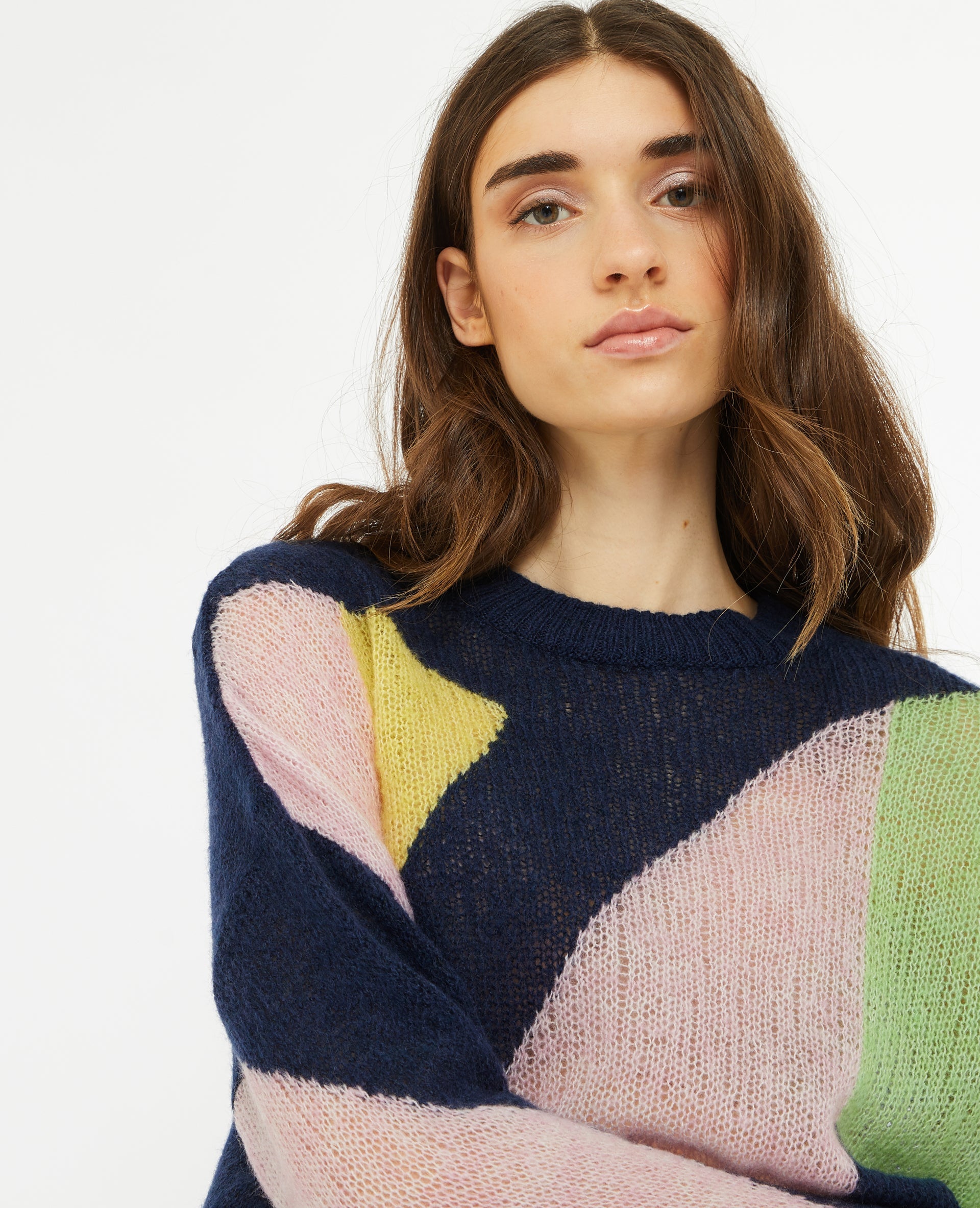 Pull en maille légère colorblock