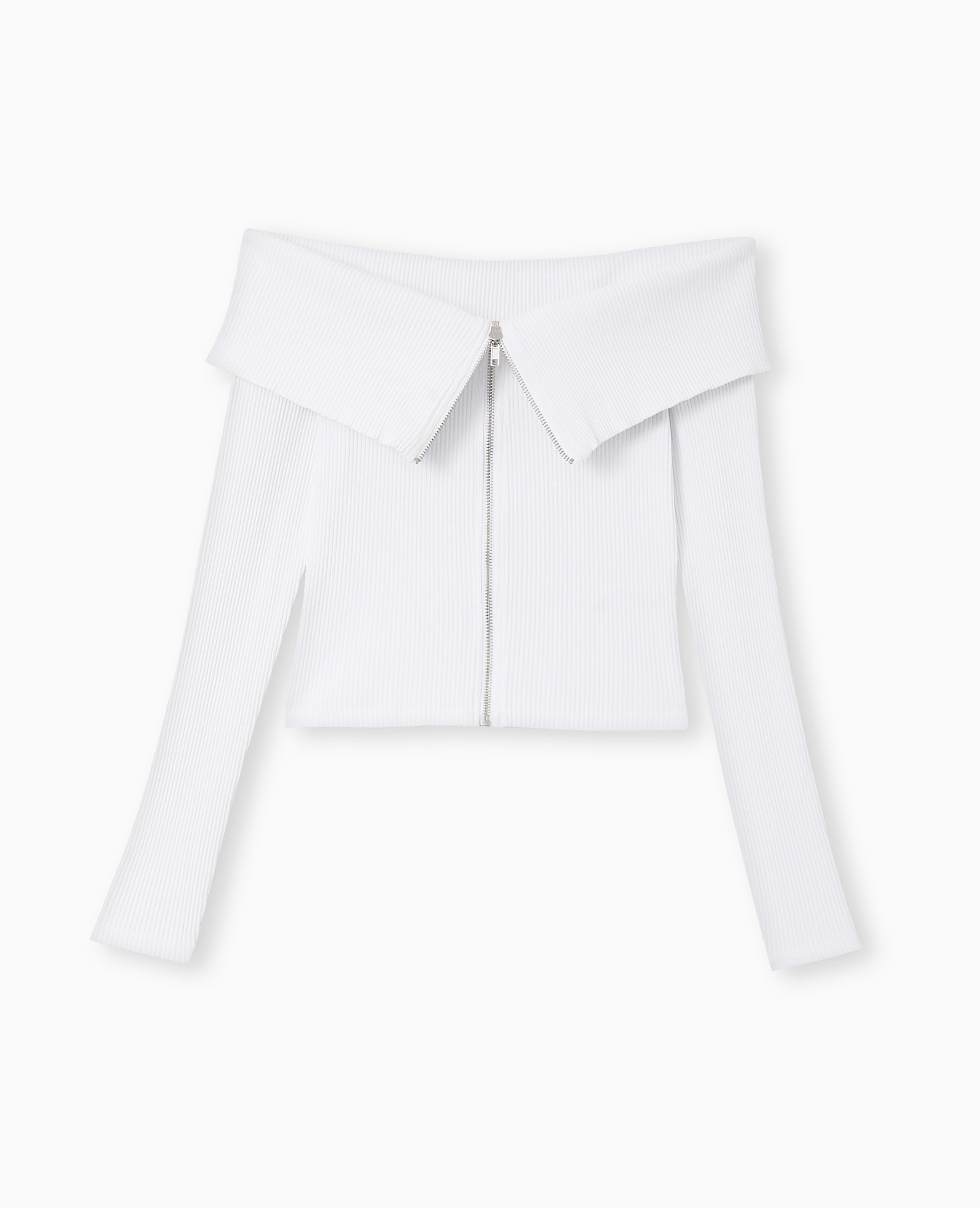 Top zippé encolure Bardot
