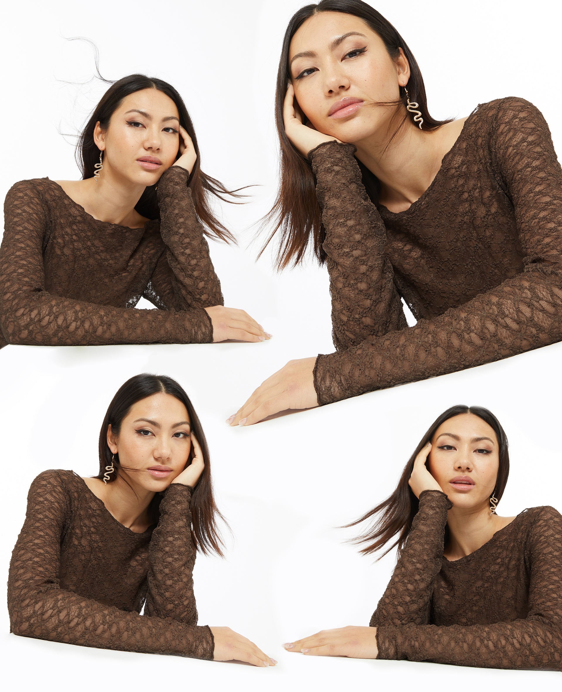 Top manches longues en dentelle