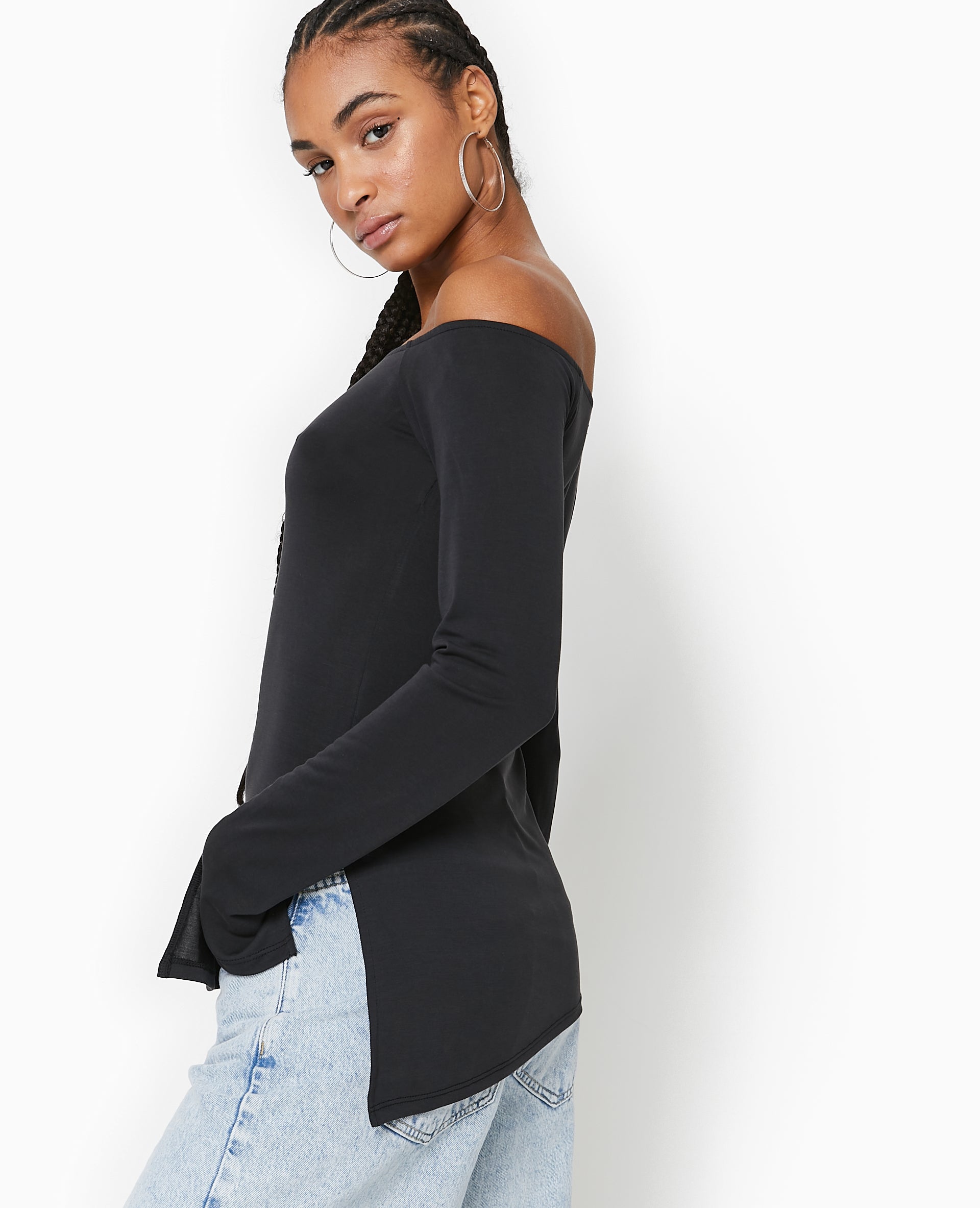 Top manches longues encolure Bardot
