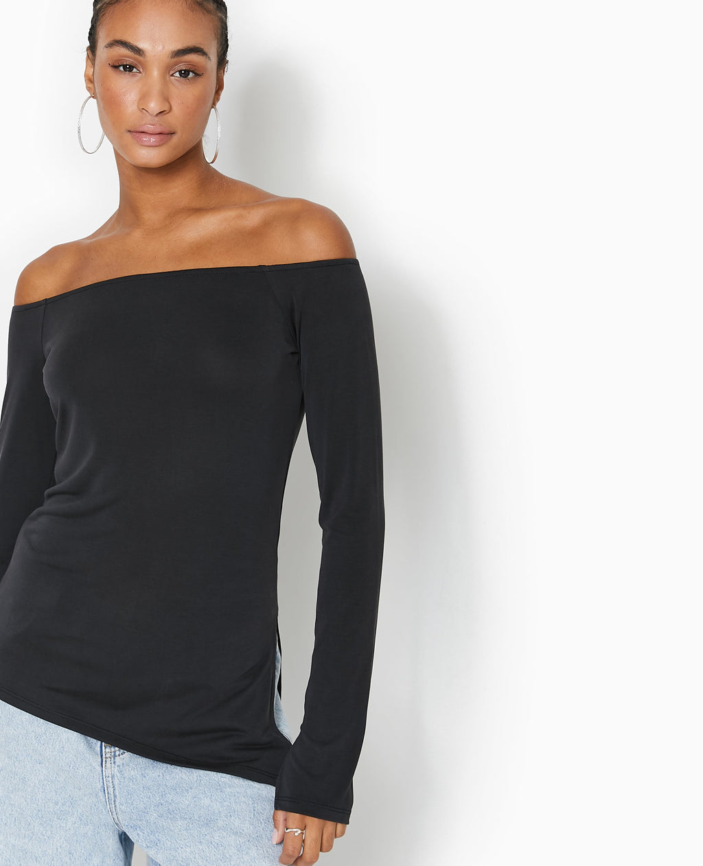 Top manches longues encolure Bardot