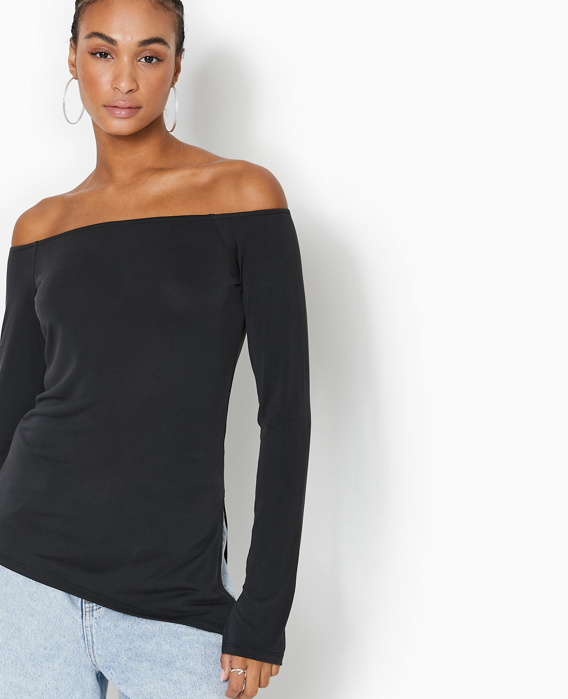 Top manches longues encolure Bardot
